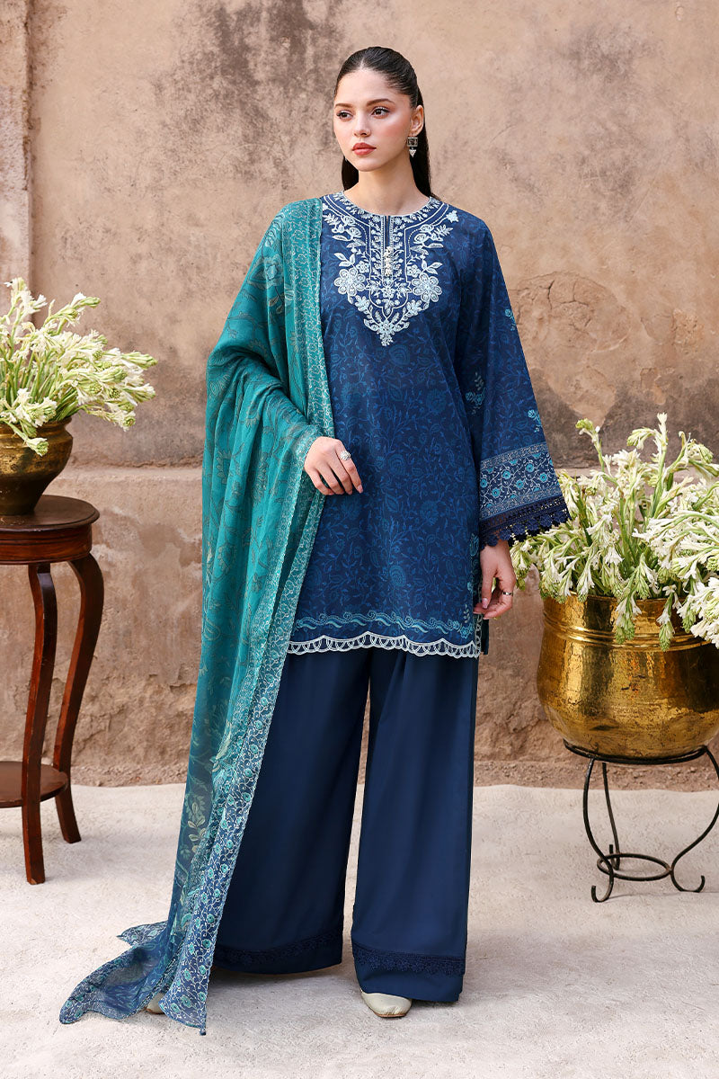 Festive – Prussian Waves - Printed Lawn