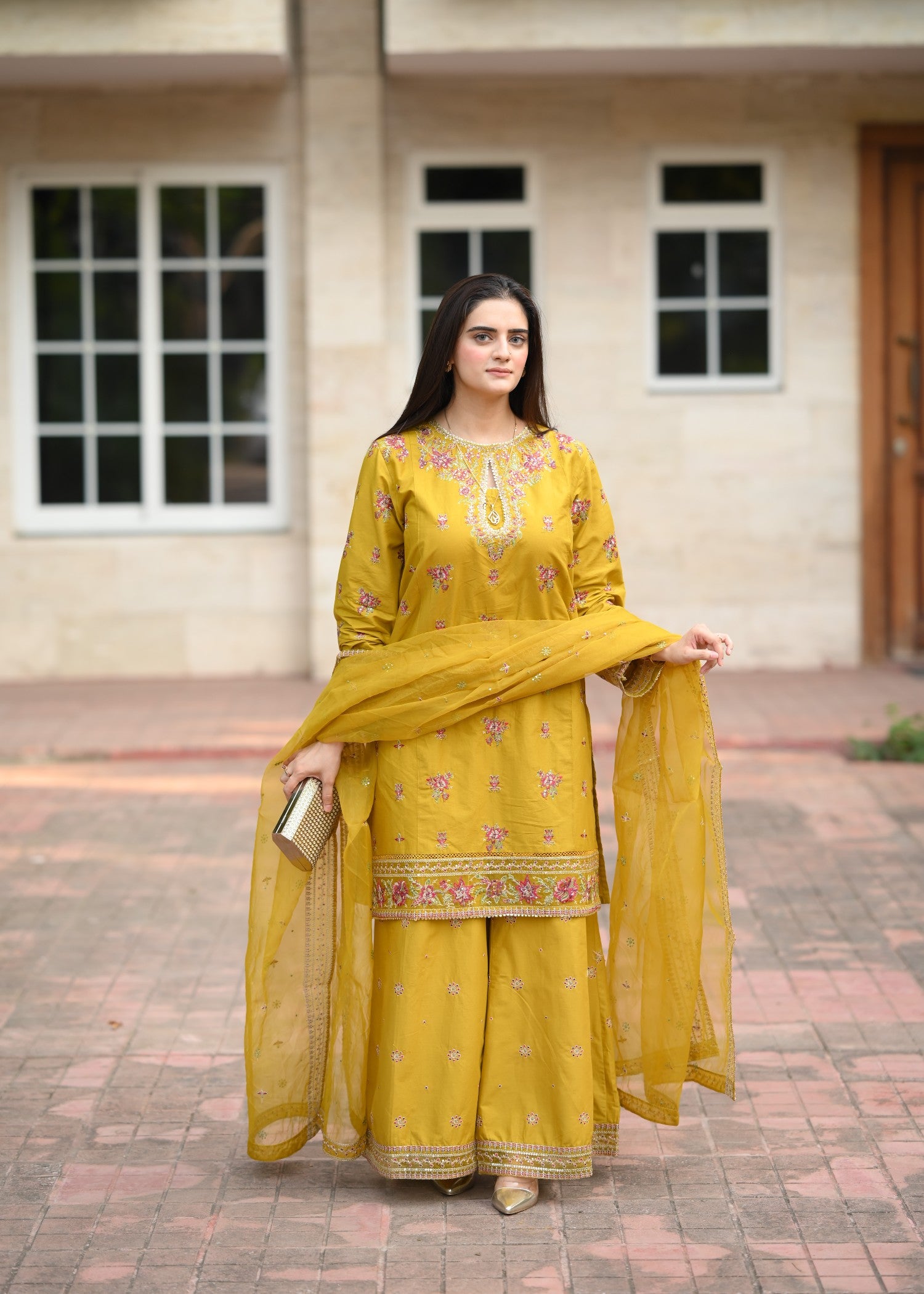 linen Kurta Set in Mustard