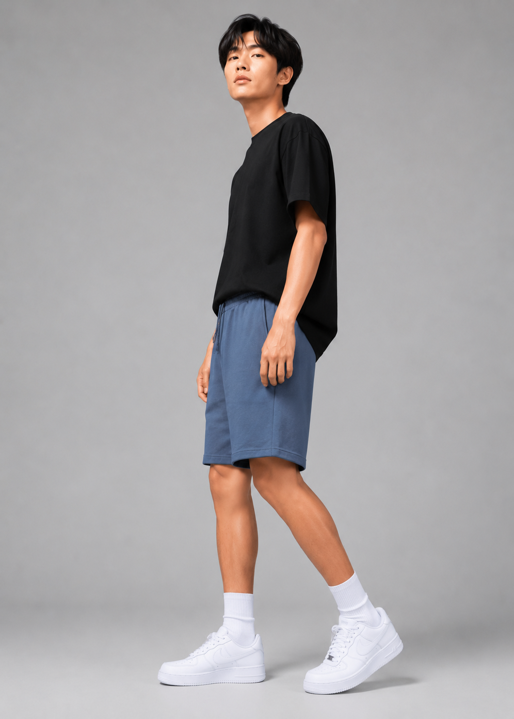 french terry Shorts in Slate blue