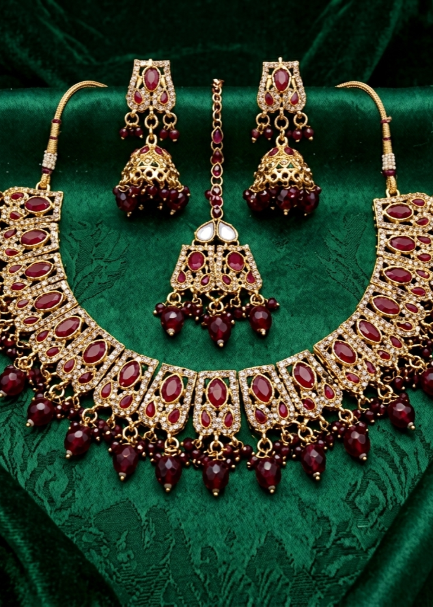 Jewelry Set in Champagne, blood red Color by - Trendy Women Jewelry Set PCG8516