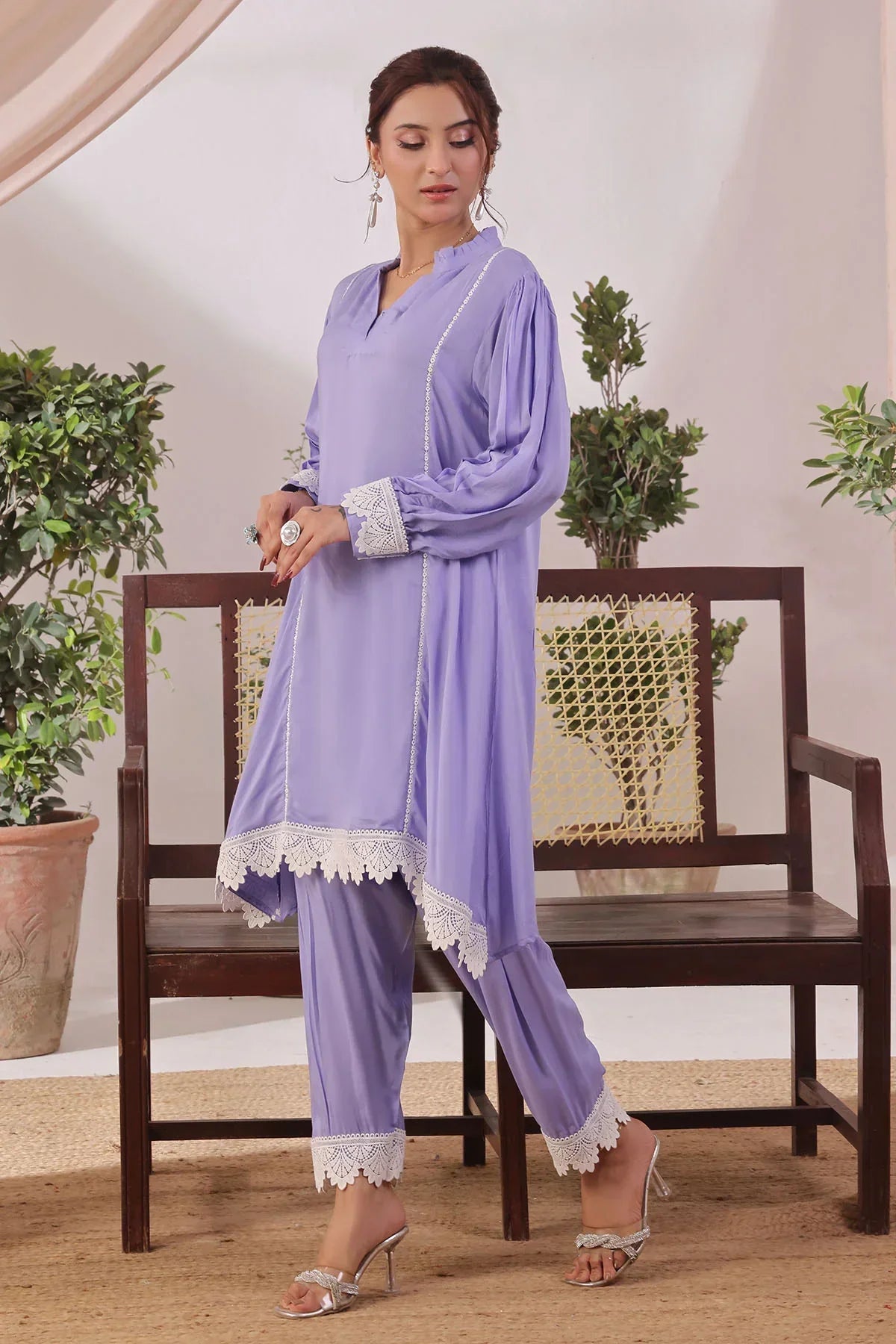 silk Short Frock in Lilac