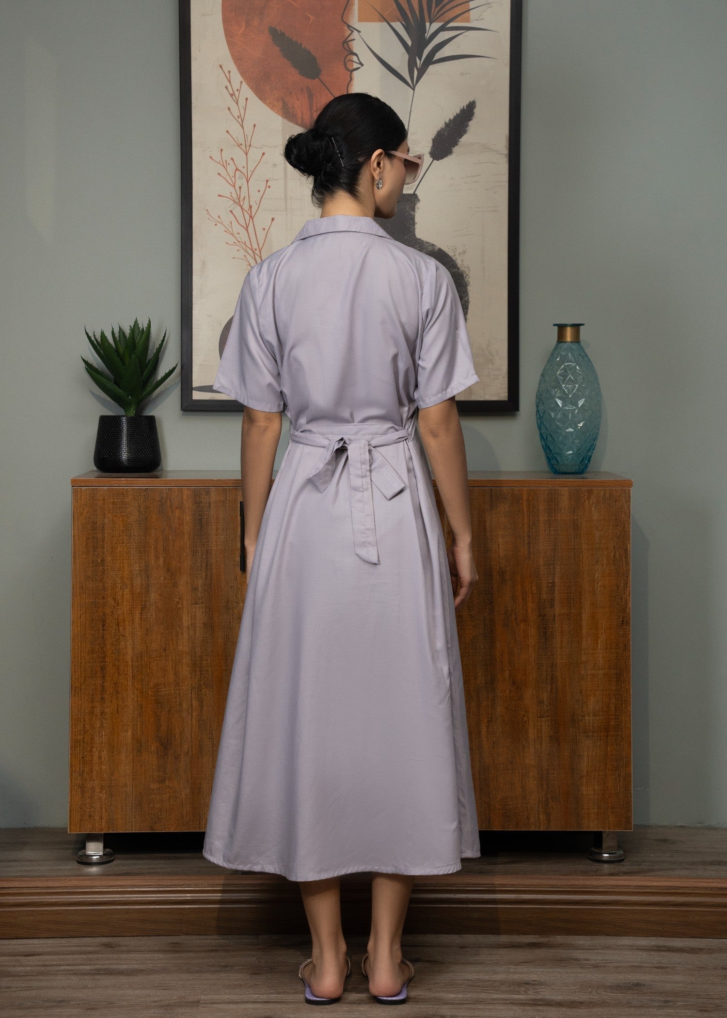 tropical Dress in Lavender grey