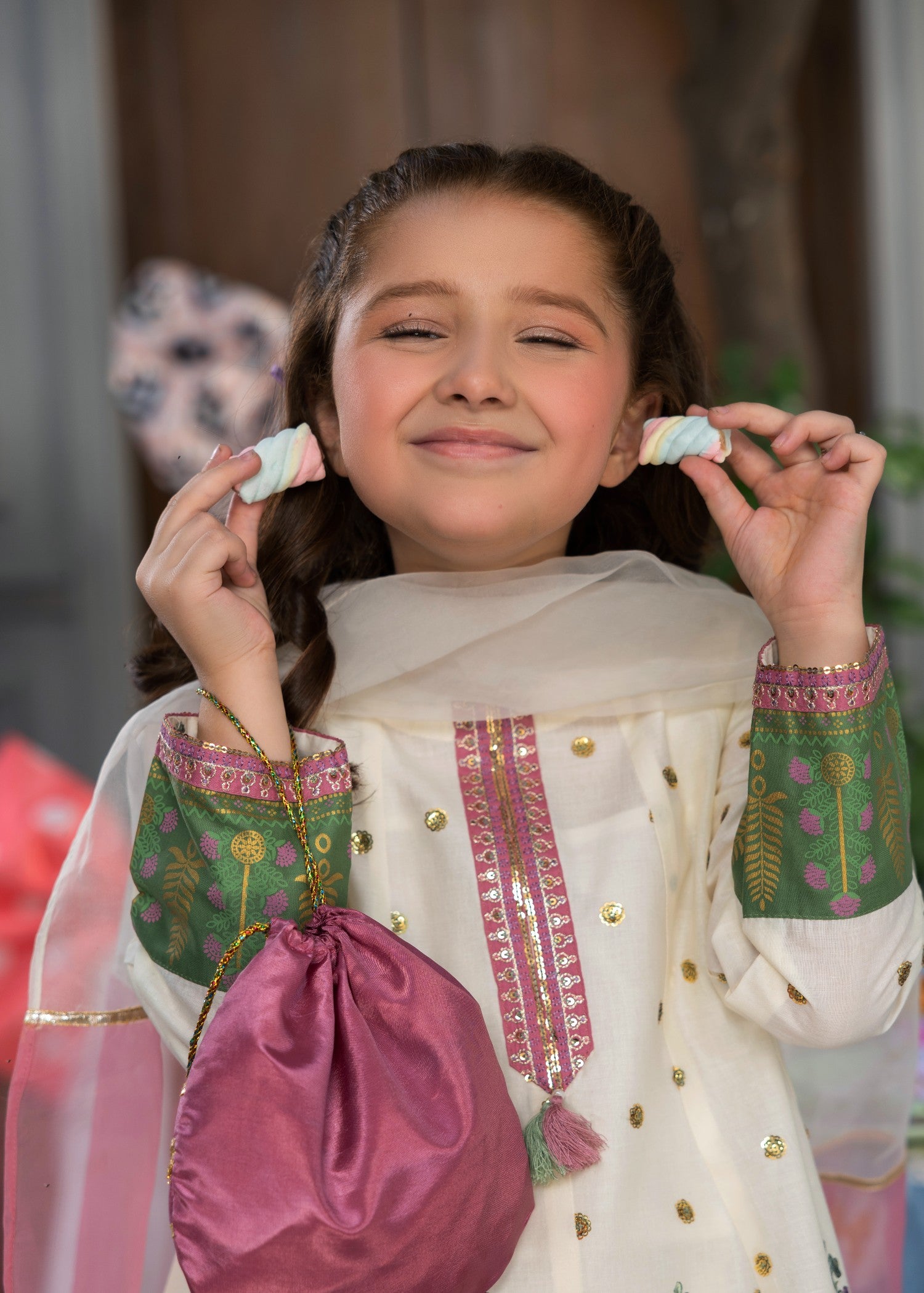 lawn cotton Sharara in Off-white