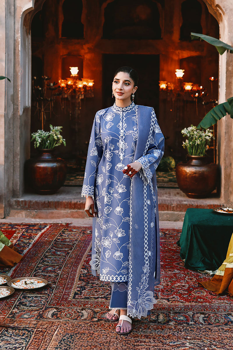 Festive – Ethnic Blue - Embroidered Lawn