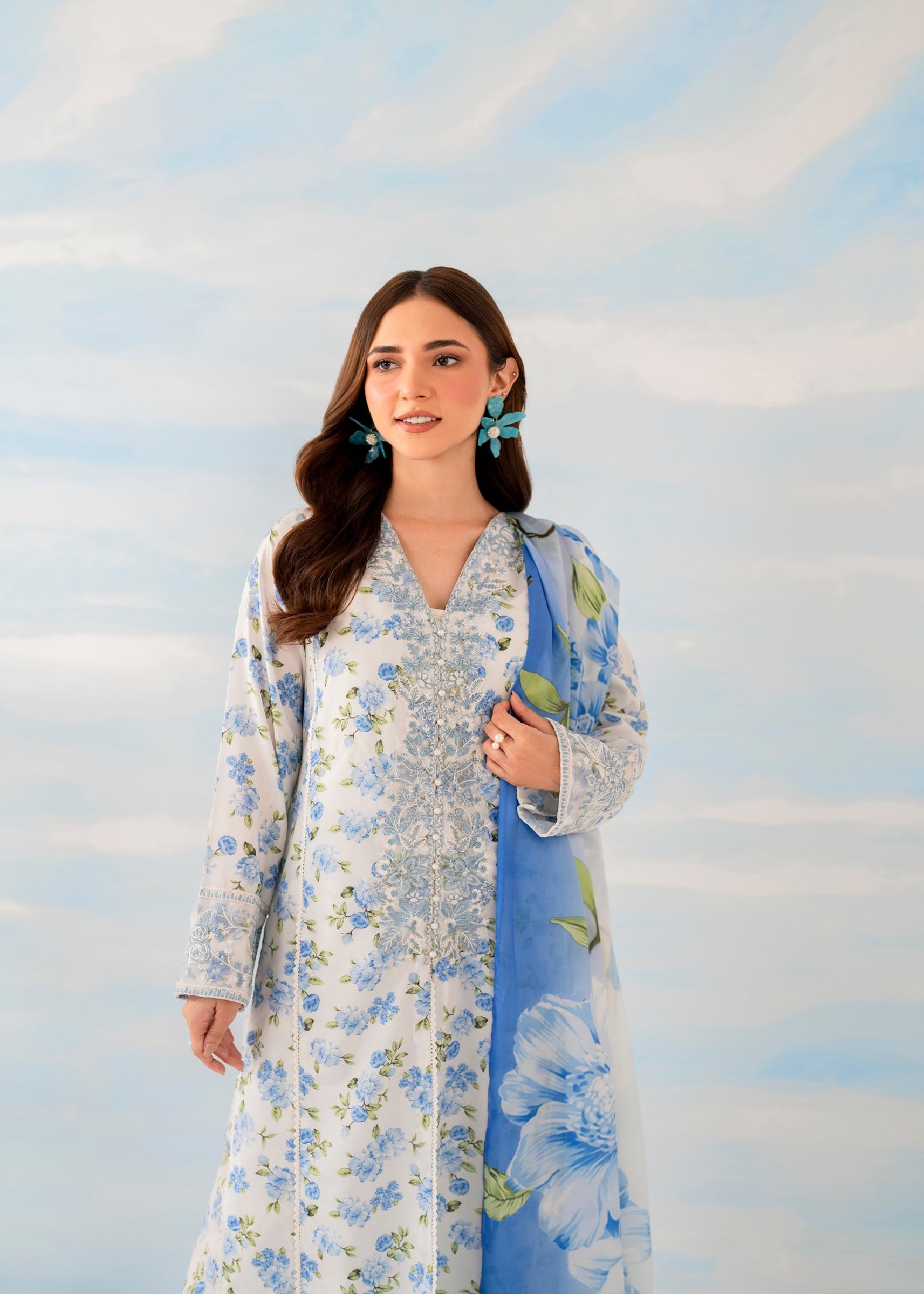 cambric Kurta Set in White