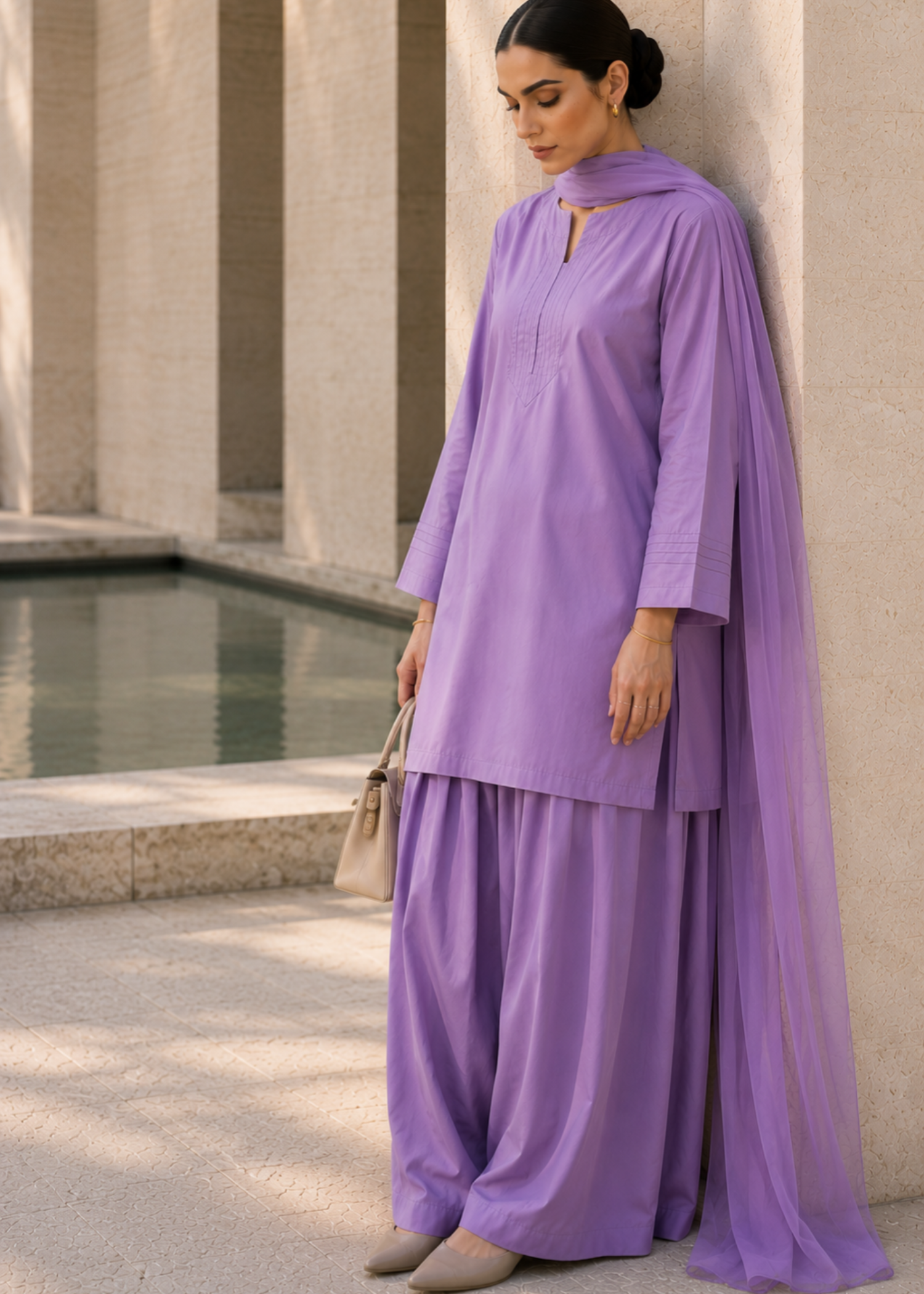 pure cotton Kurta Set in Mauve