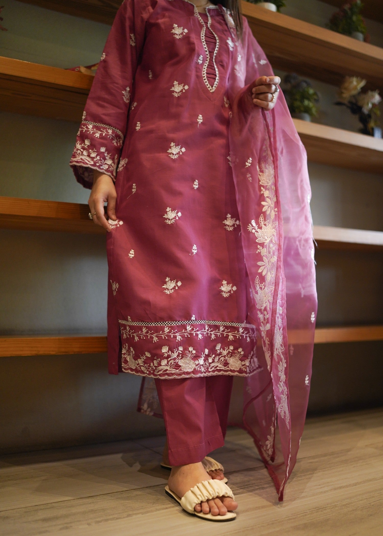 cotton Kurta Set in Petal pink