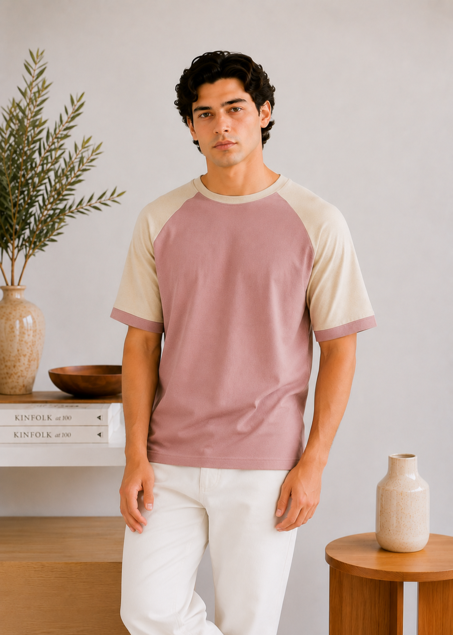 cotton T Shirt in Pale pink