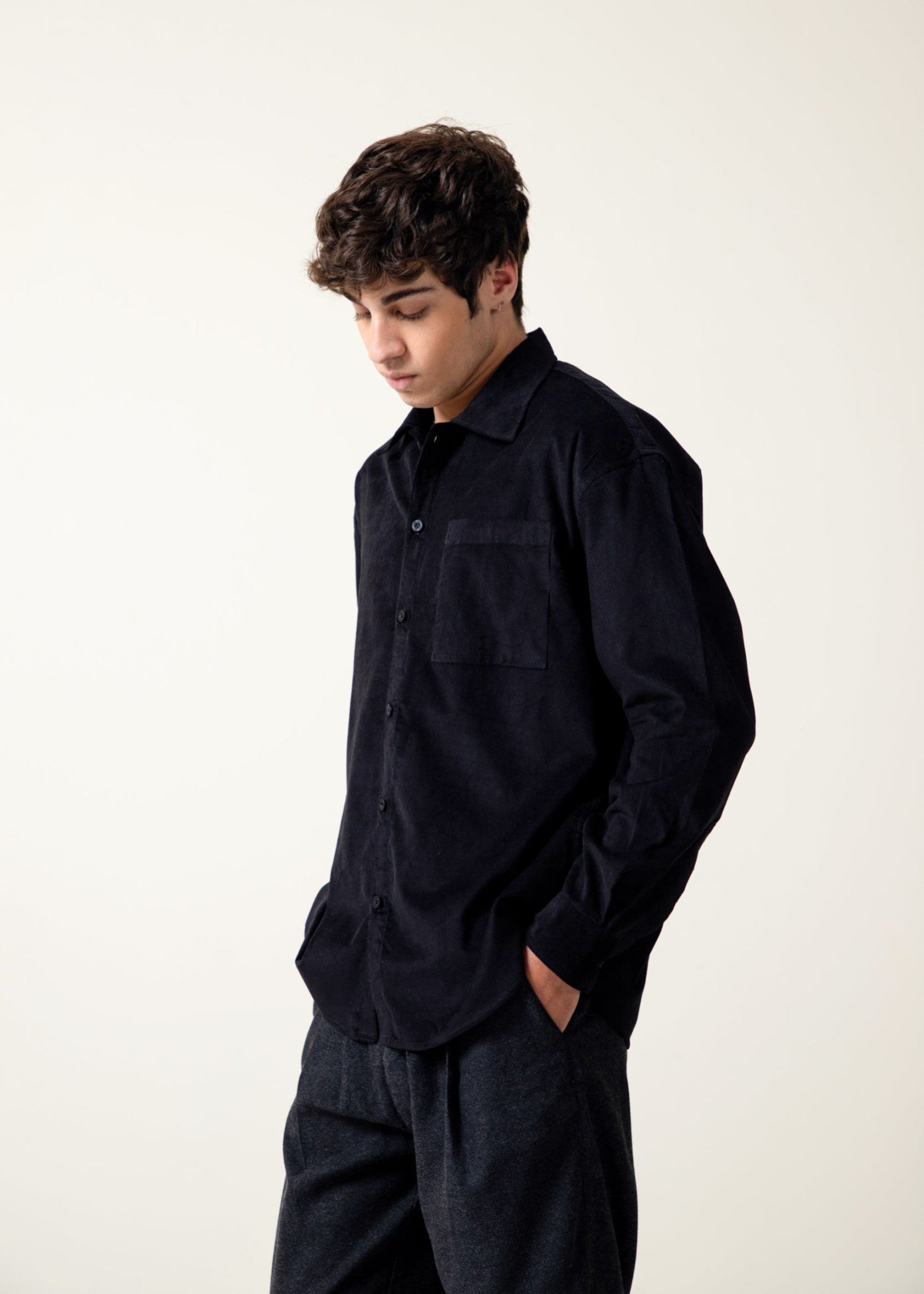 corduroy Casual Shirt in Black