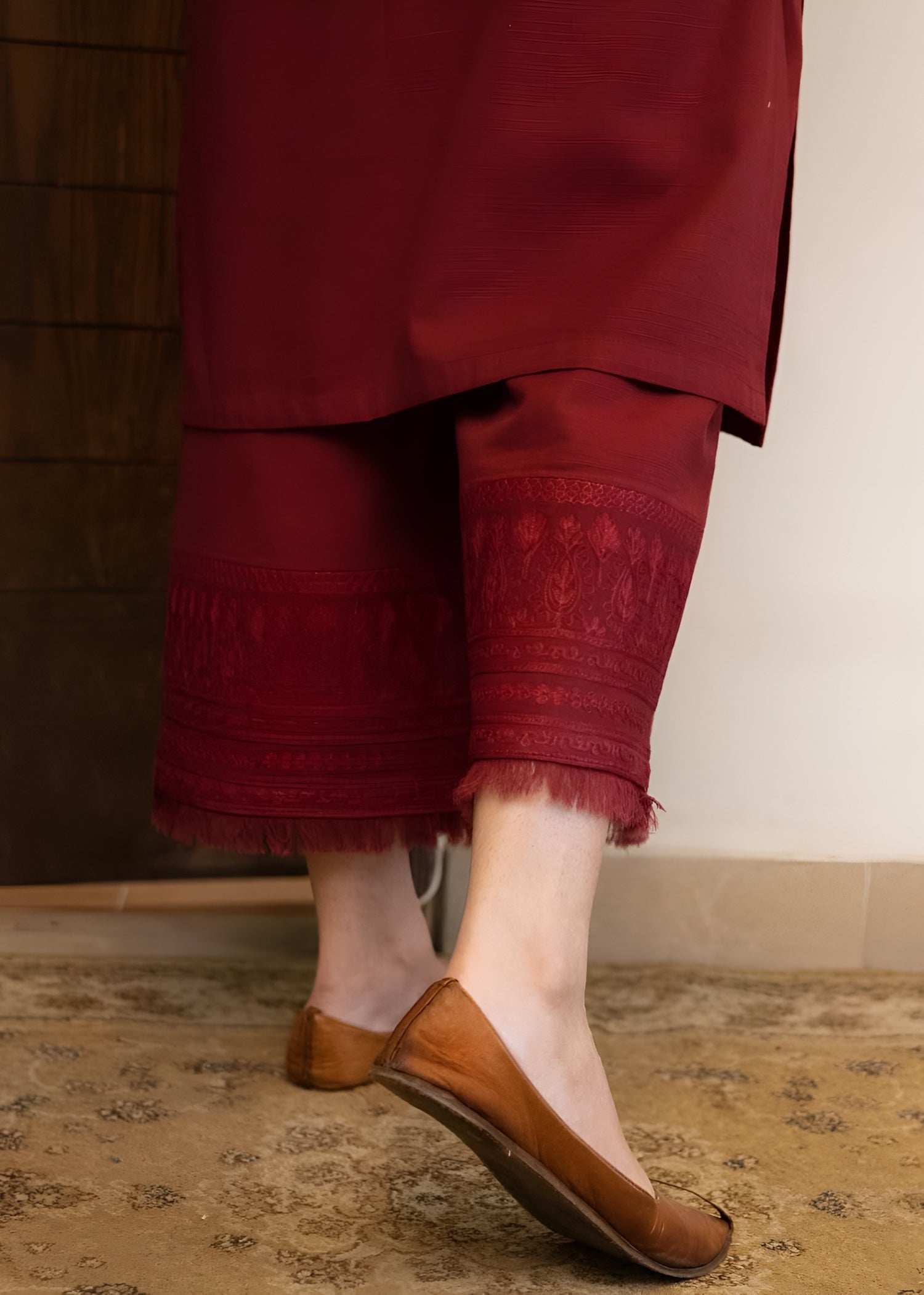 cotton viscose Kurta Set in Maroon
