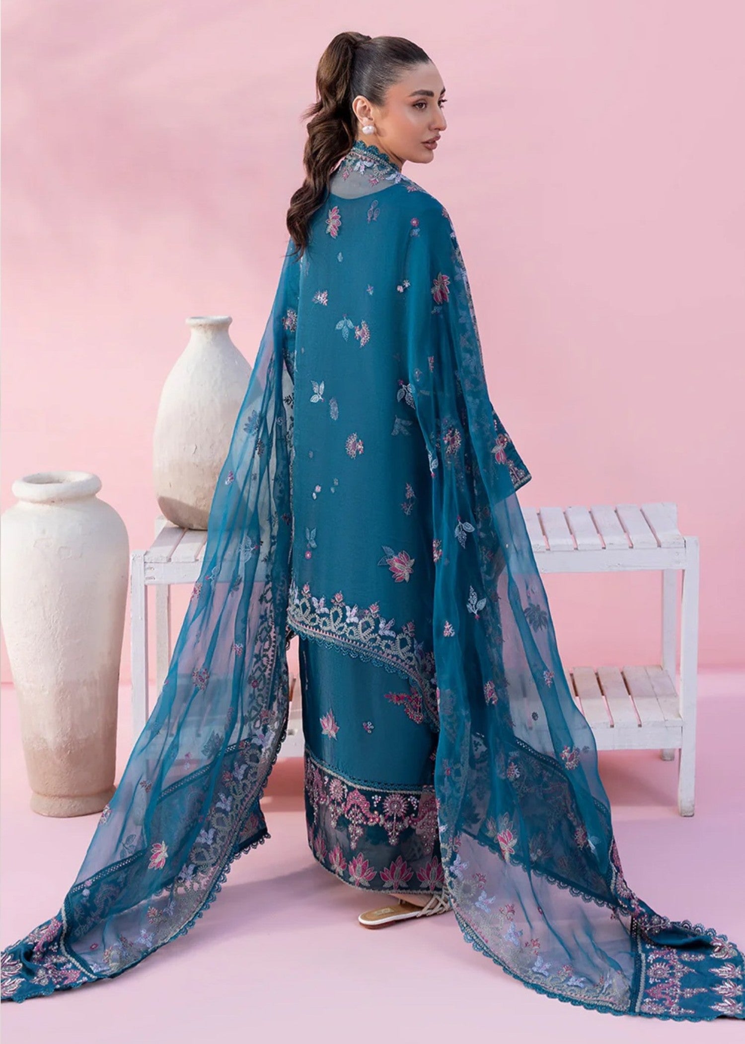 cotton silk Kurta Set in Ocean blue