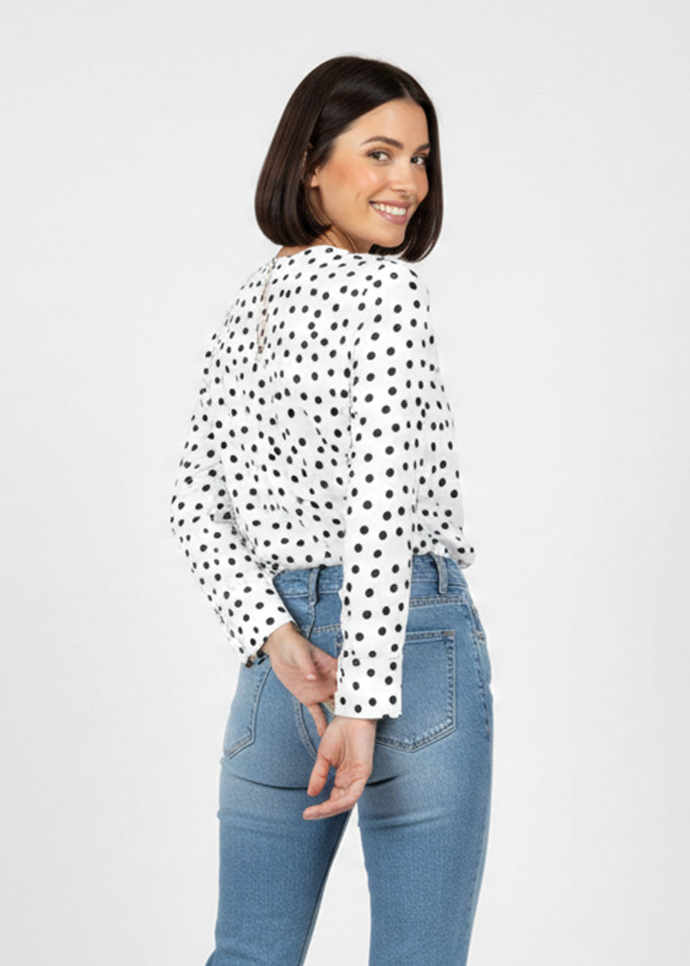 polyester Top in Black, white