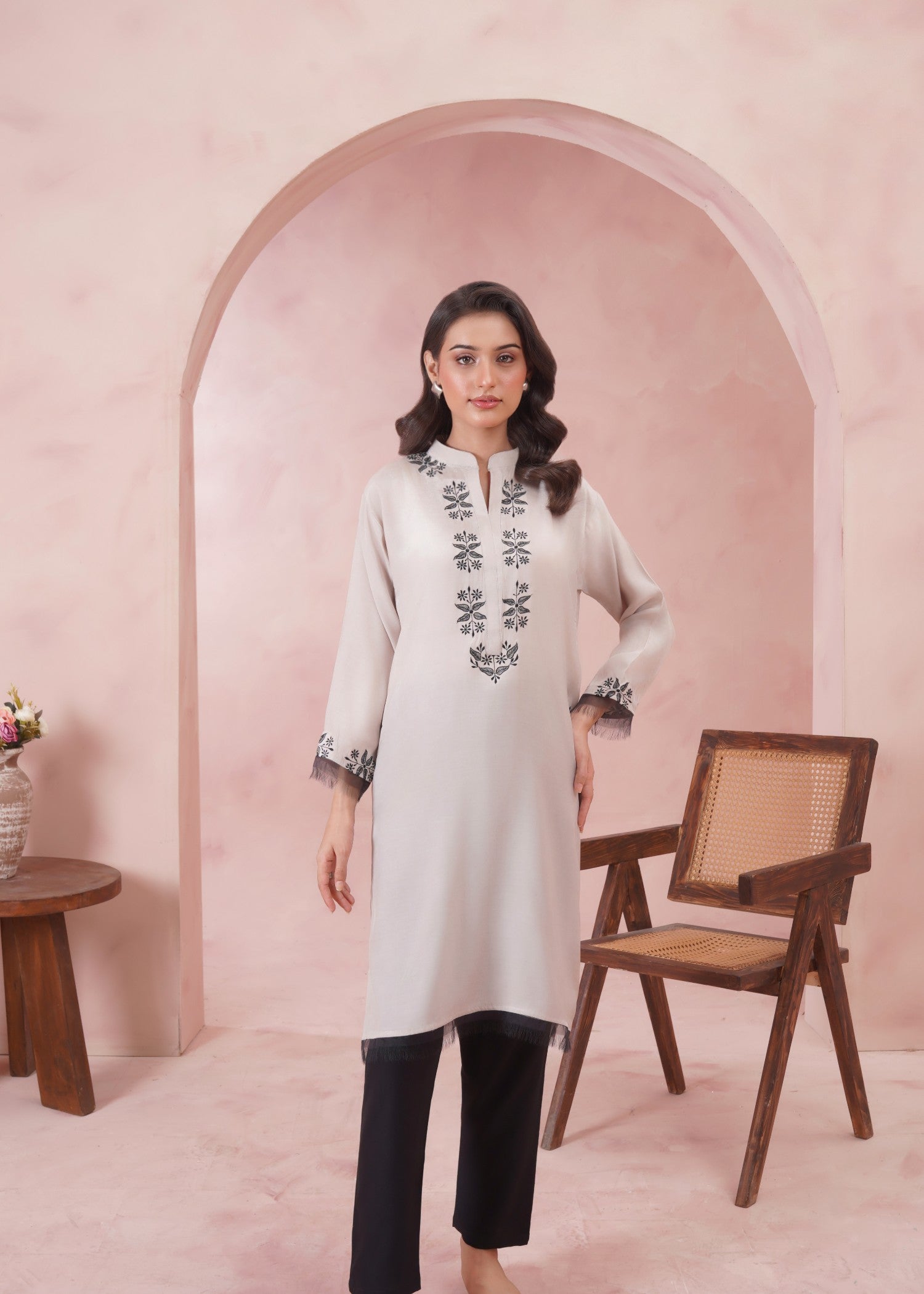 cotton silk Kurti in Cream