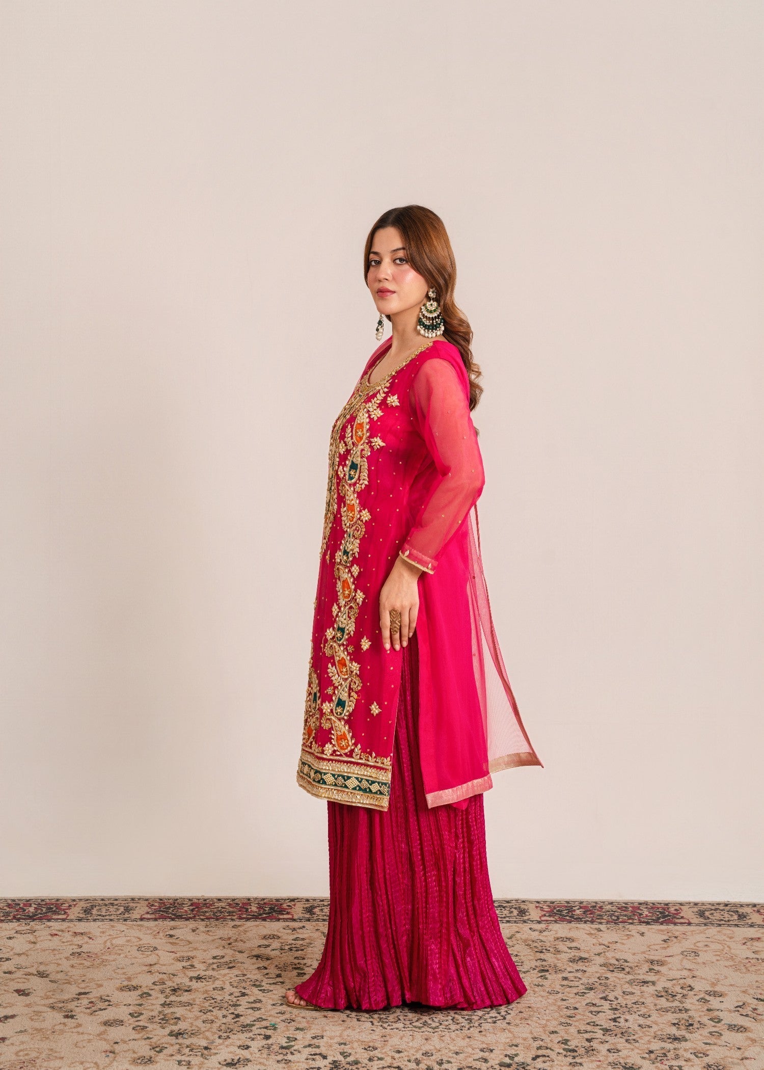 net Sharara in Shocking pink