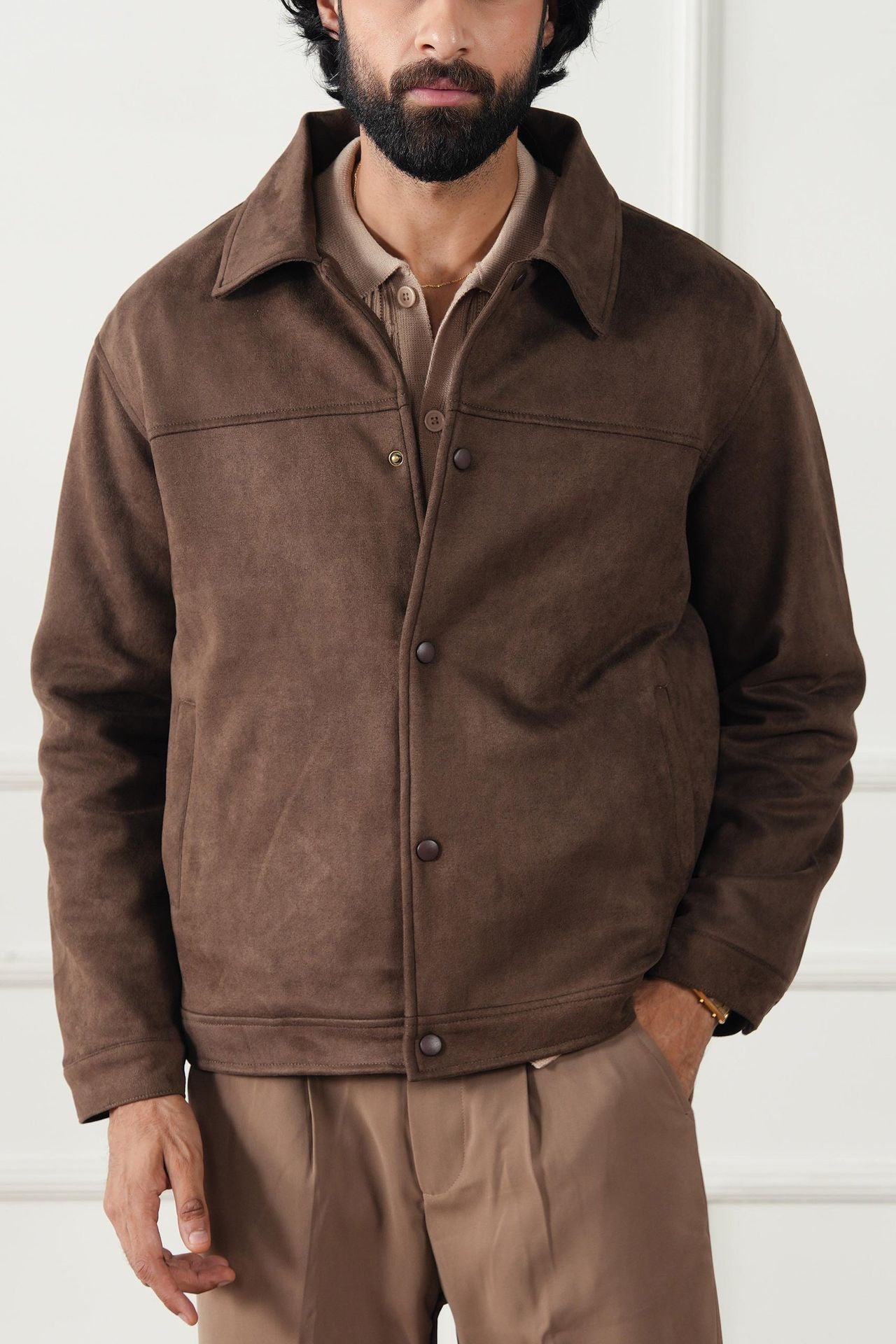 suede leather Jacket in Chocolate brown by Avant Garde
