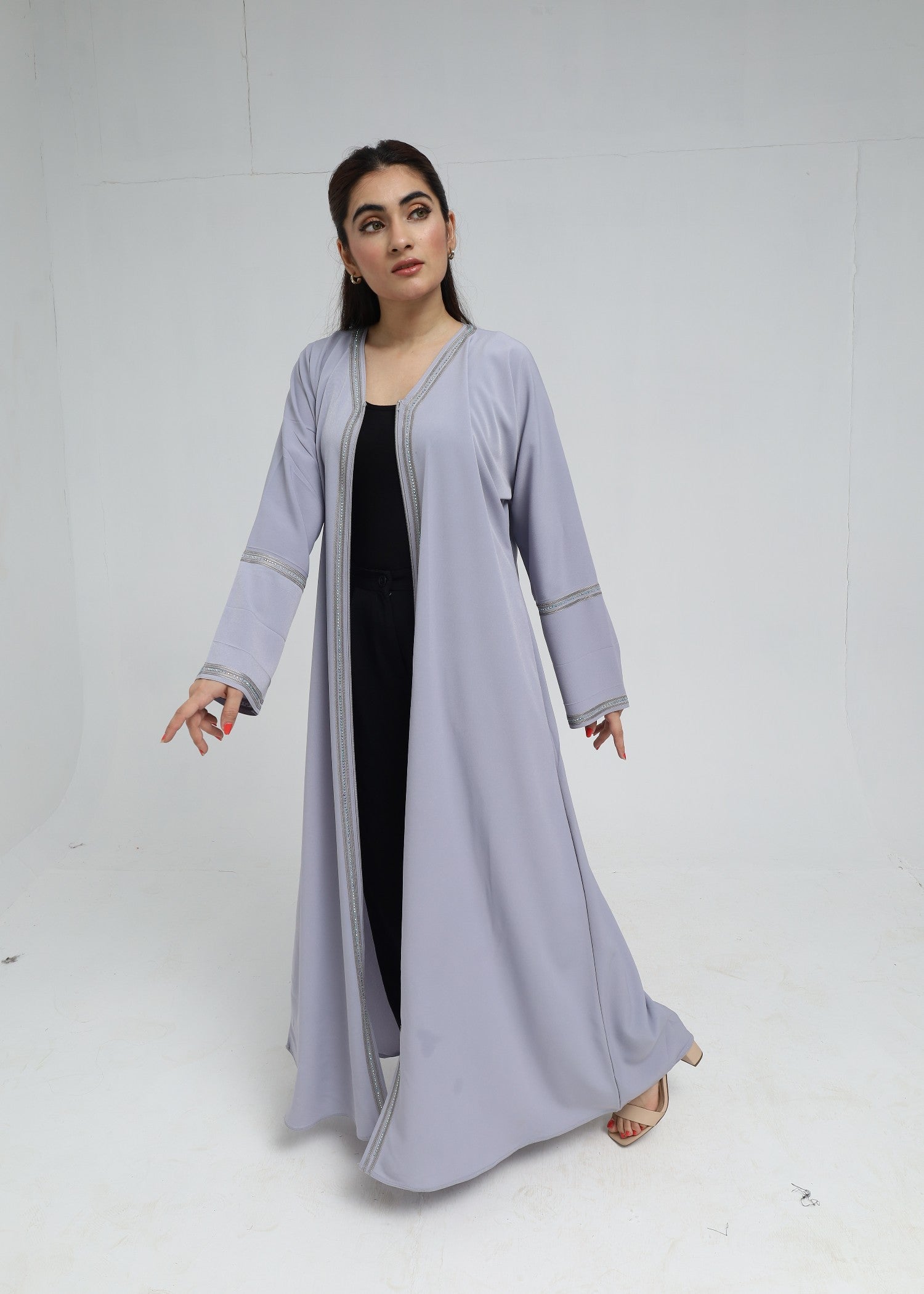 polyester Abaya in Cool grey