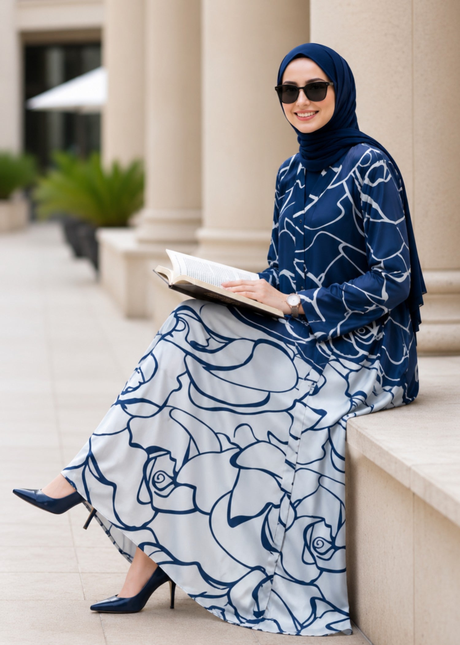 nidha Abaya in Cobalt blue