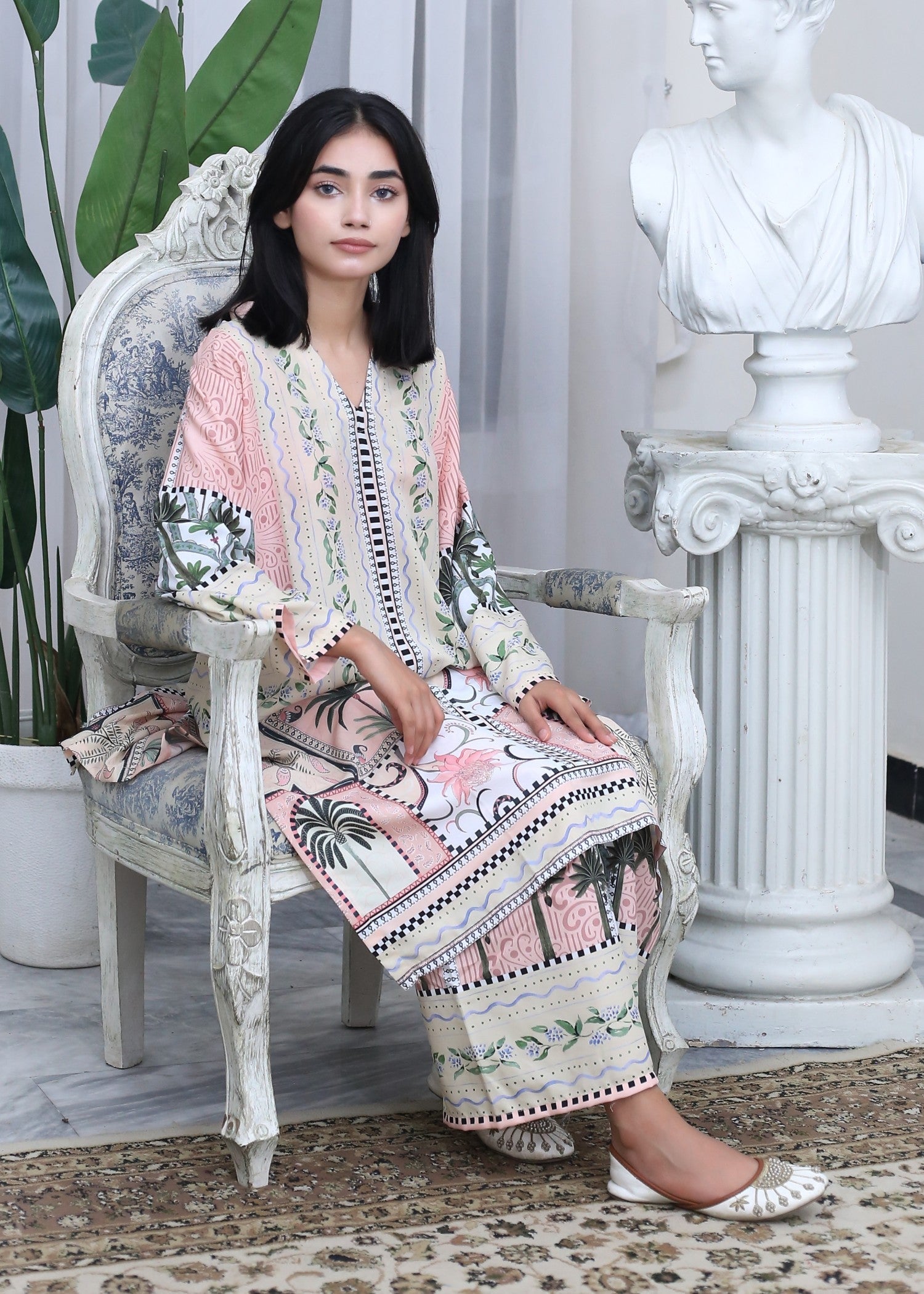 poly lawn Co Ord Sets in Pale pink