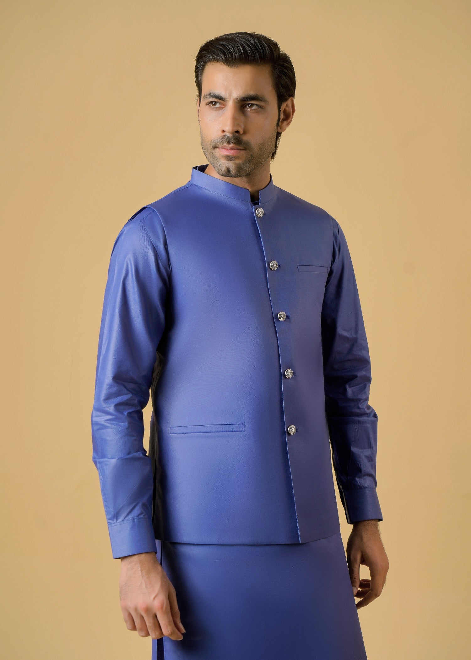 cotton Waistcoat in Royal blue