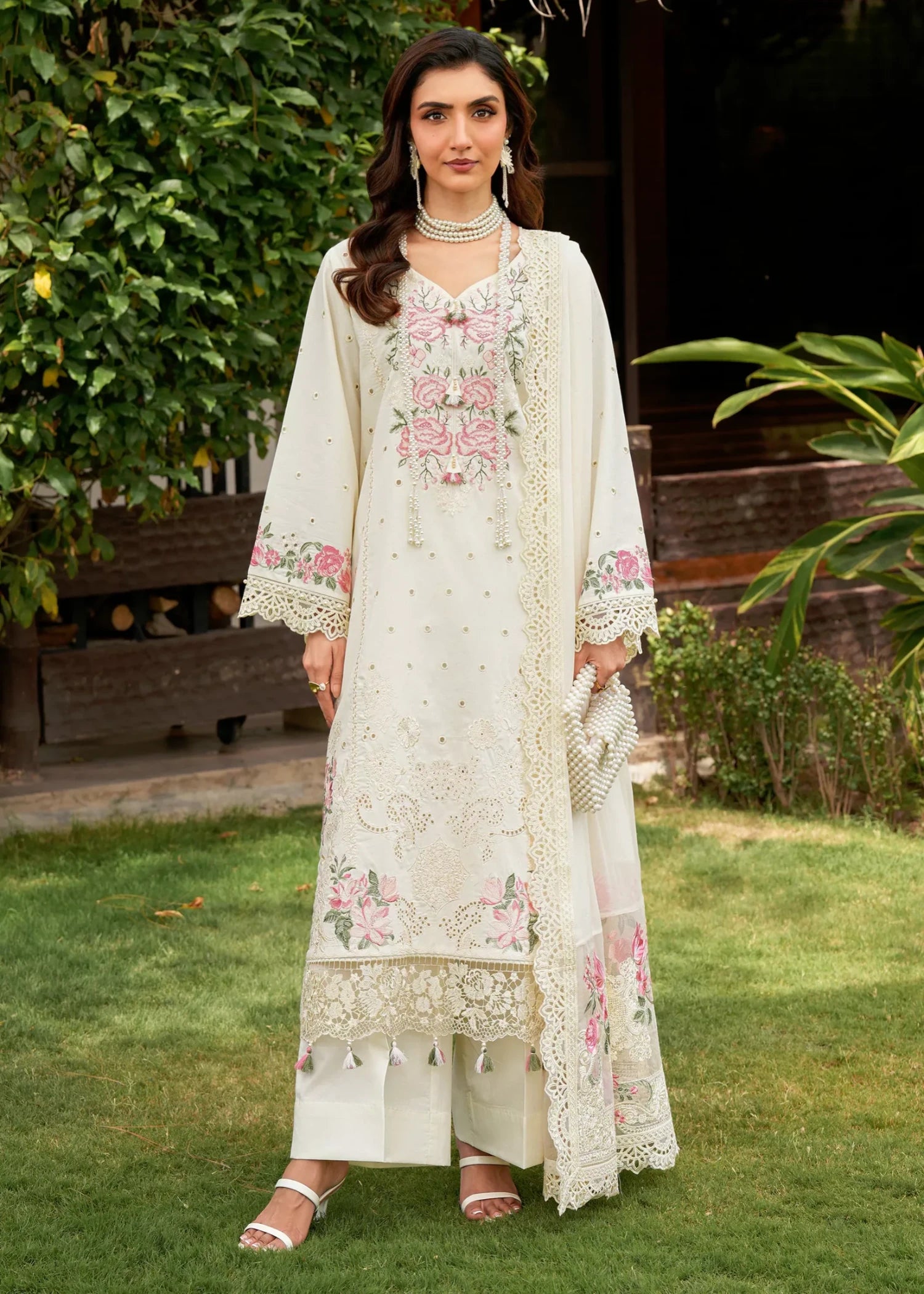 cotton Kurta Set in Ivory