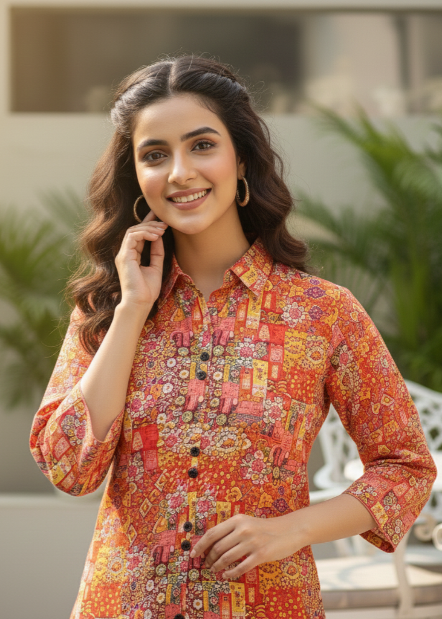 polyester Kurta Set in Multi
