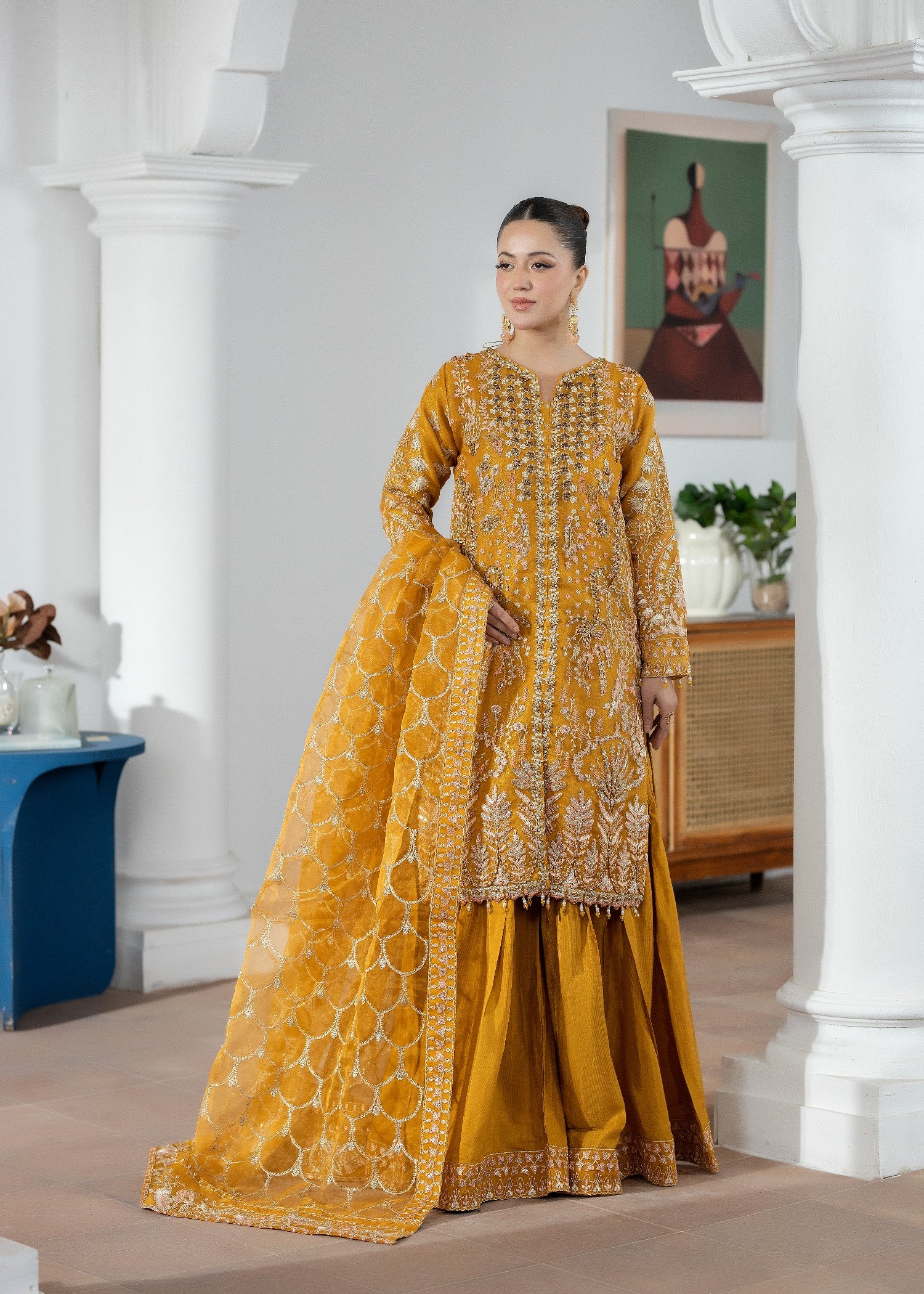 organza Sharara in Mari gold