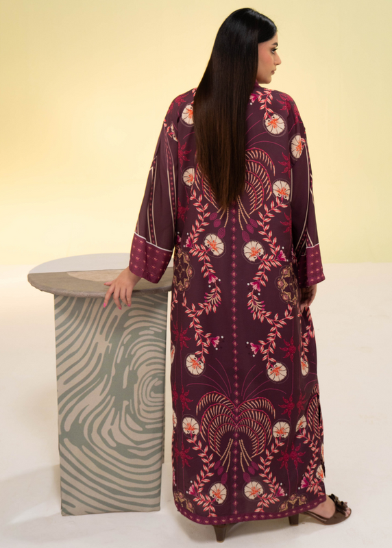 poly lawn Kaftan in Plum