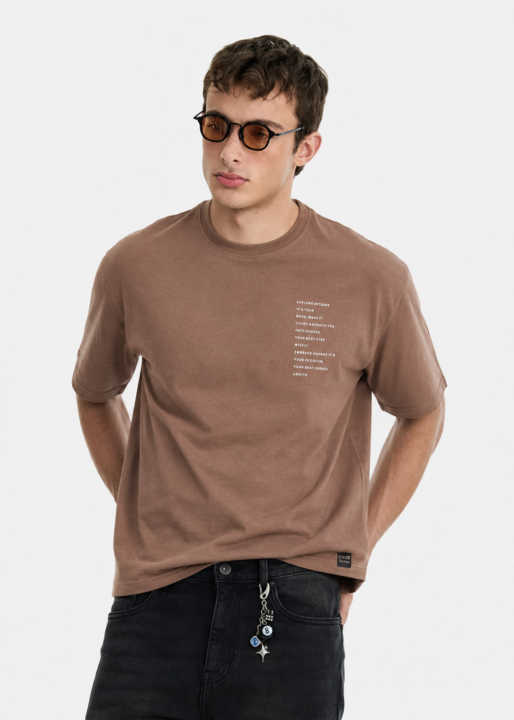cotton T Shirt in Mocha brown