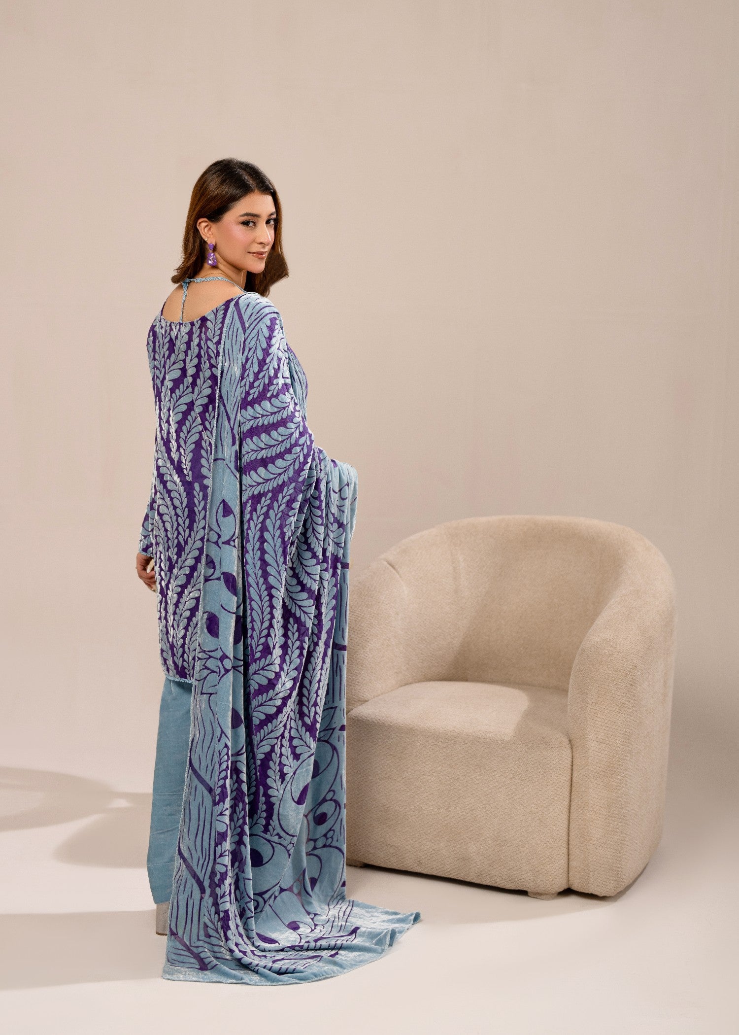 velvet Unstitched in Ice blue, royal purple