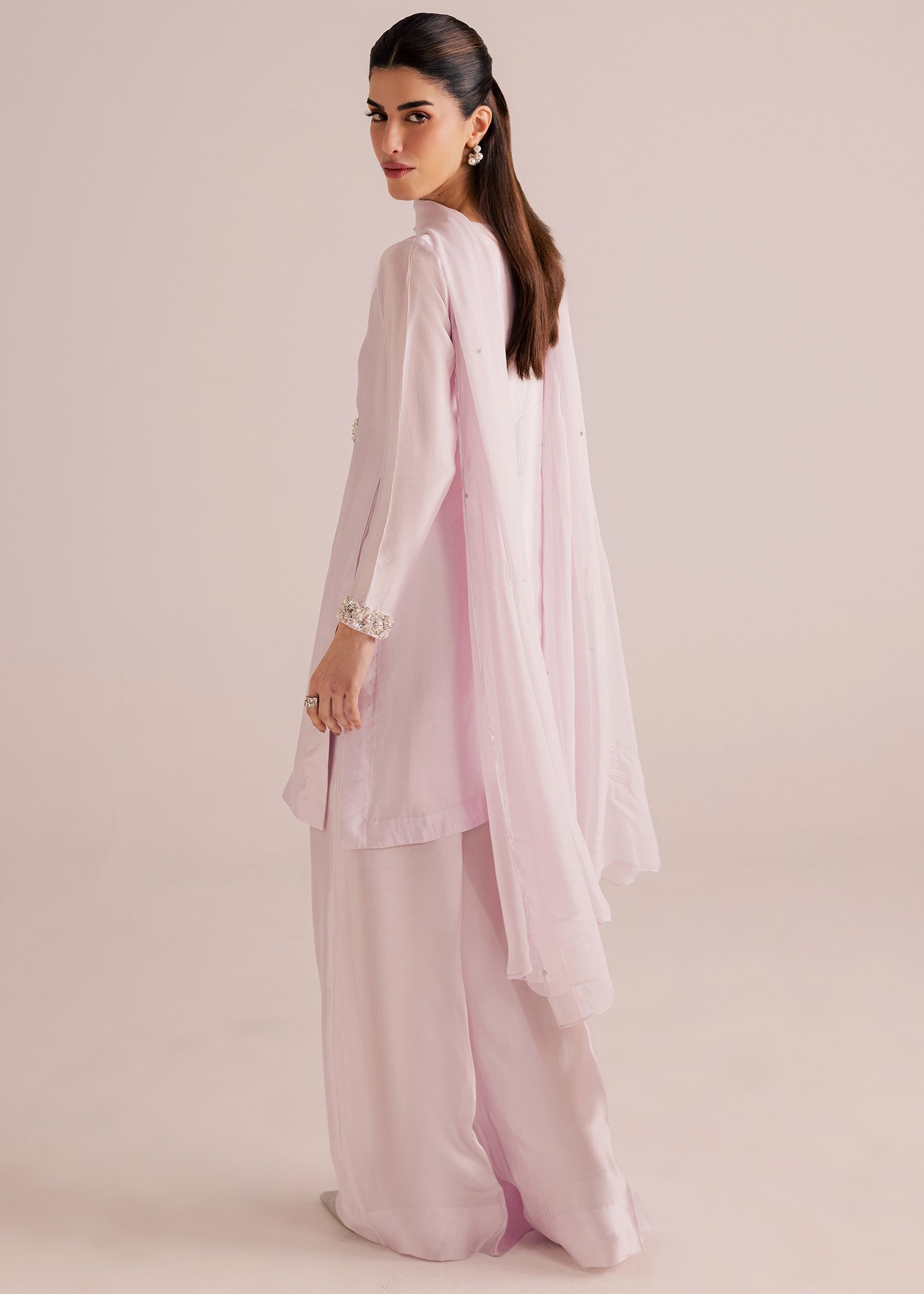 tussar silk Kurta Set in Lilac