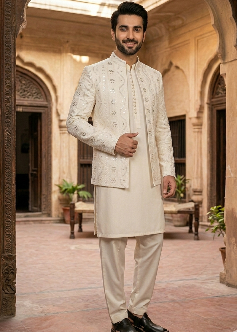 silk Prince Coat in Pearl white