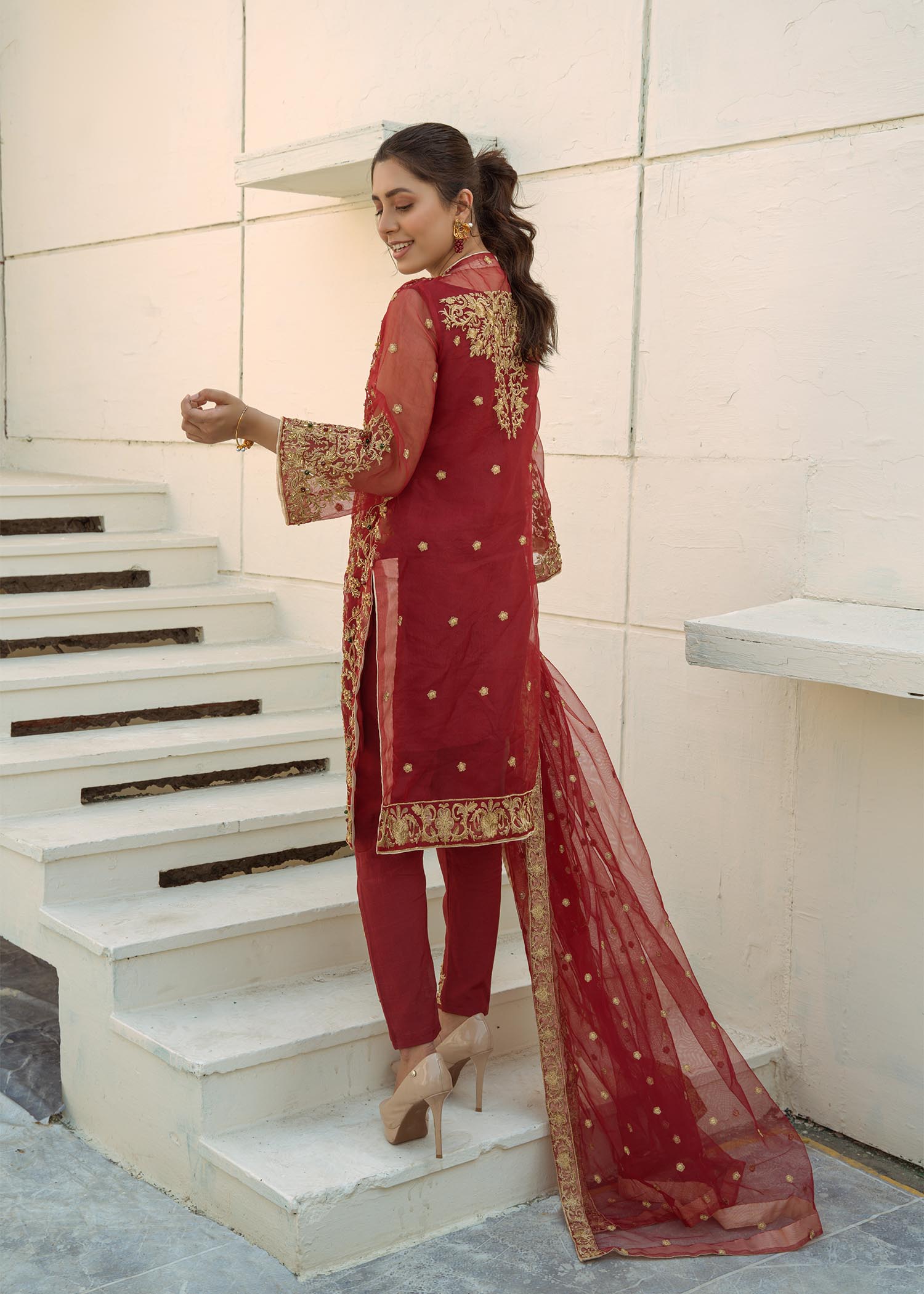 organza Gown in Red