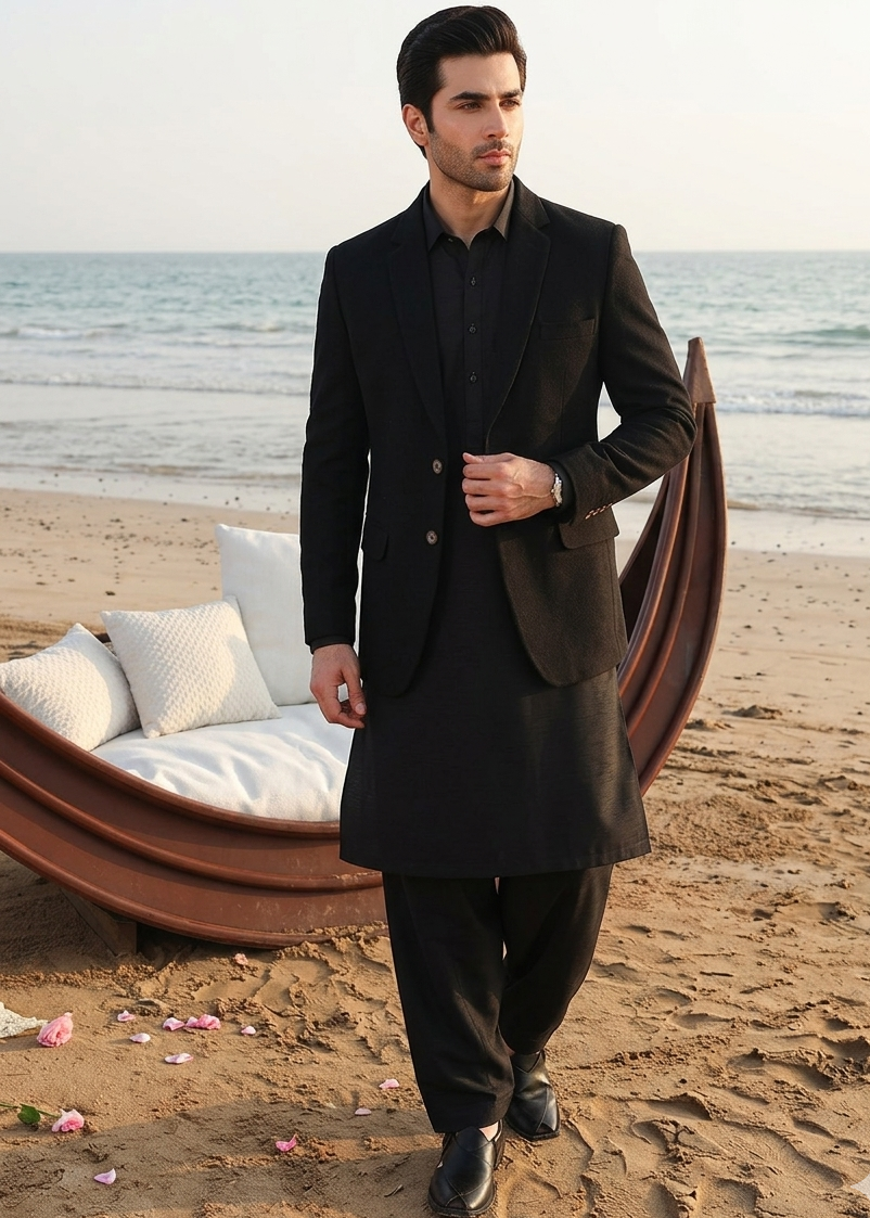 wool Blazer in Black