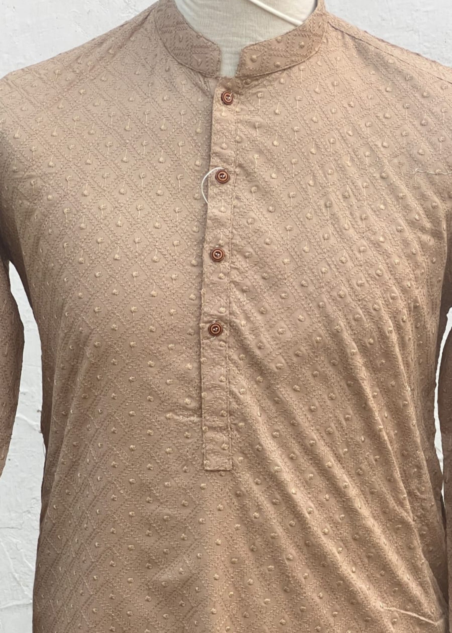 chikankari cotton Kurta in Camel brown