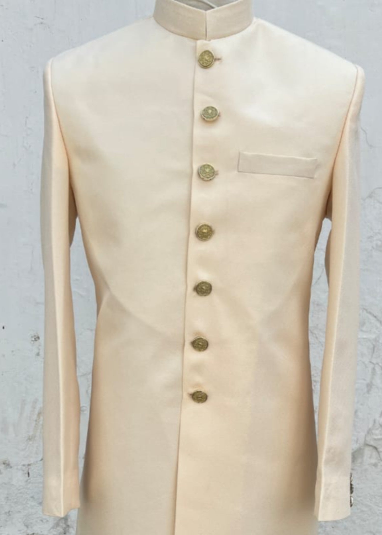 jamawar Sherwani in Wheat, gold