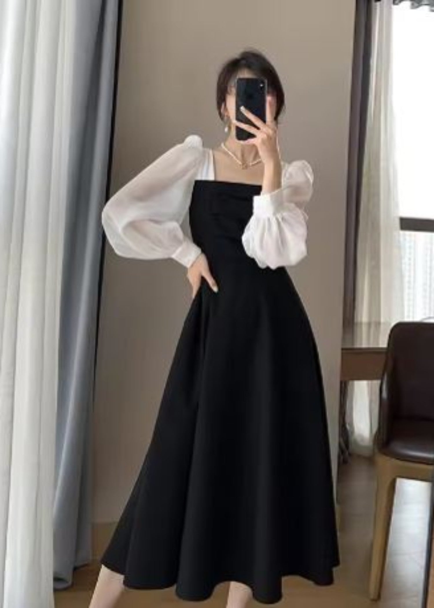 georgette Frock in Black