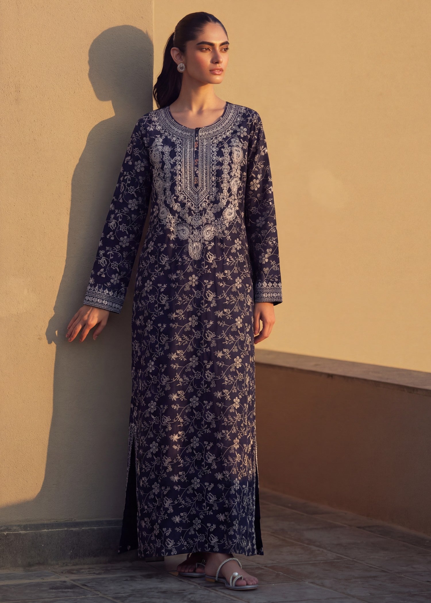 cotton Kaftan in Midnight blue