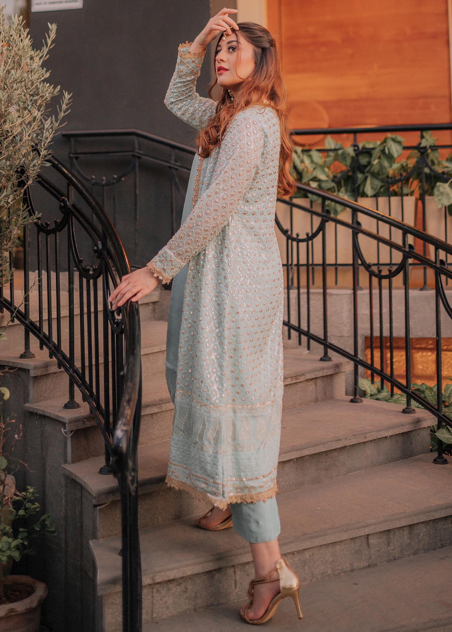 chiffon Gown in Ice blue