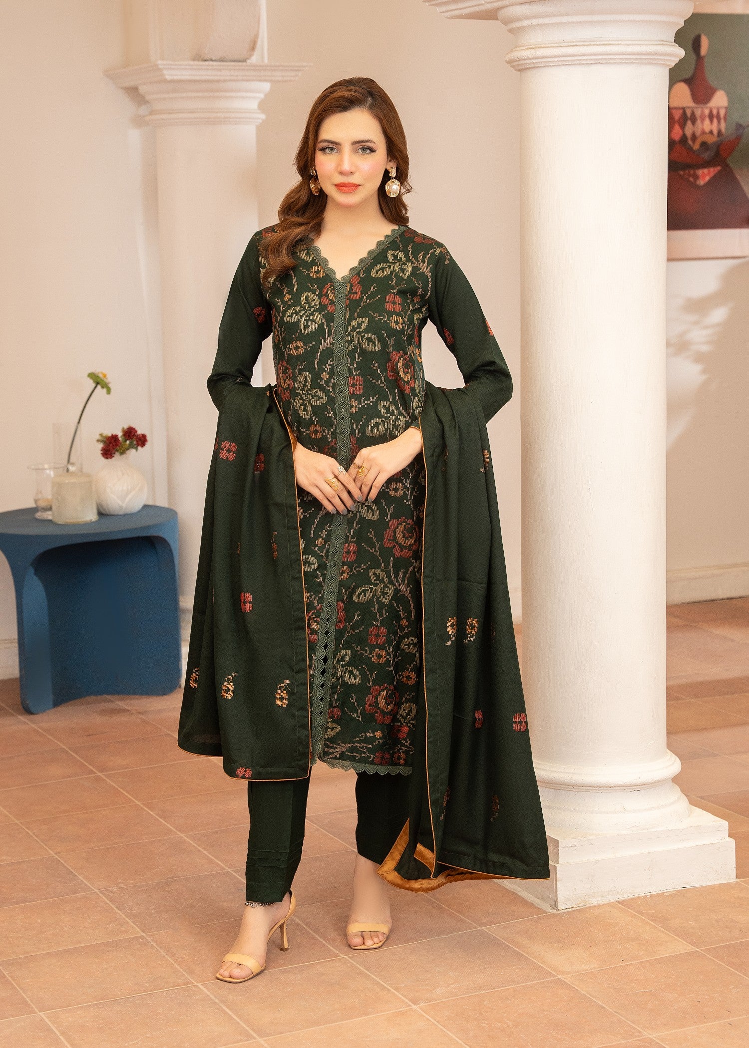 dhanak Kurta Set in Green