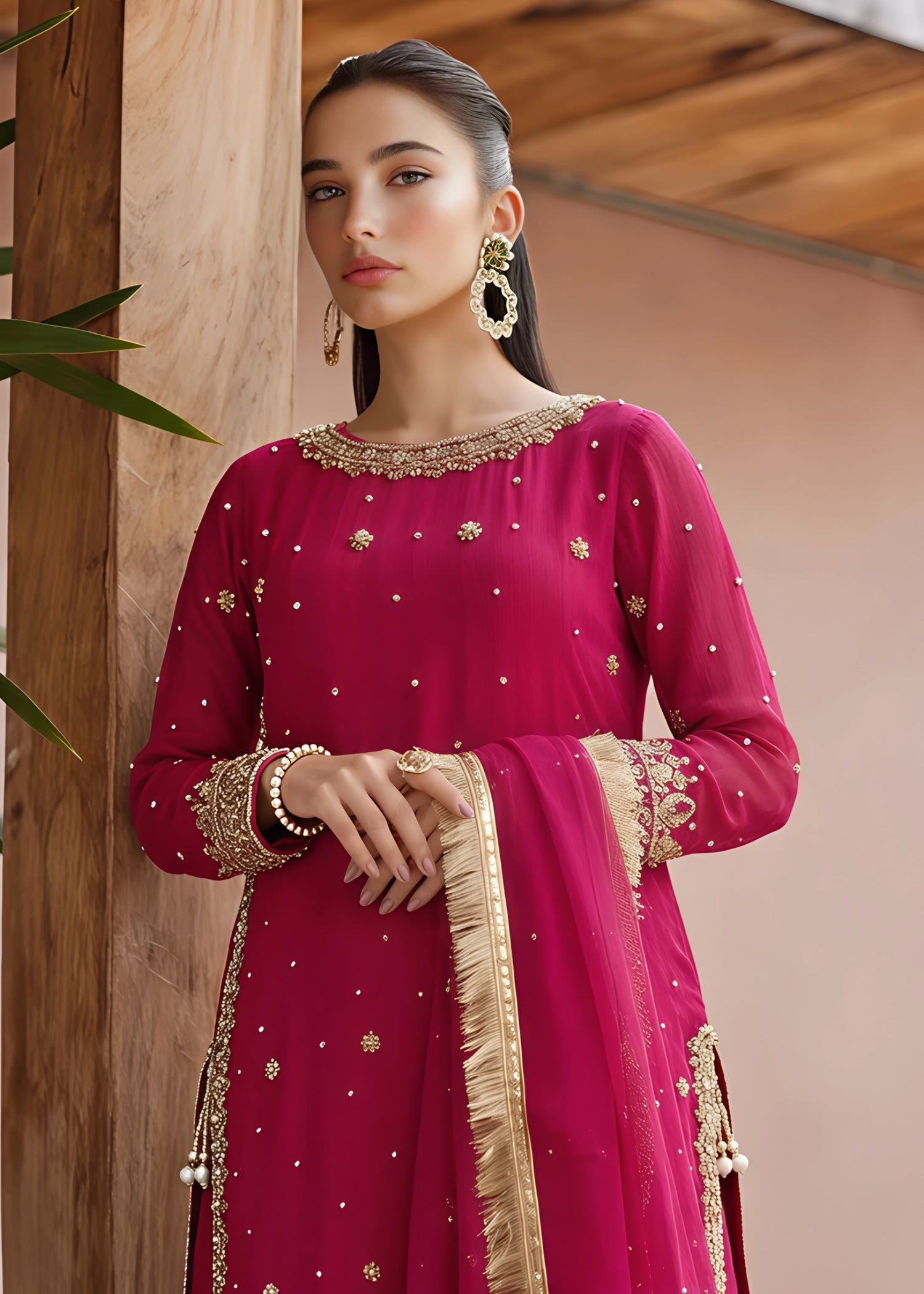 chiffon Maxi in Hot pink