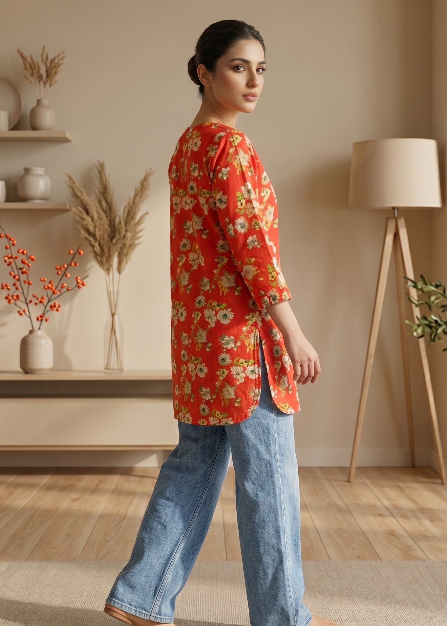 lawn cotton Kurti in Persian red