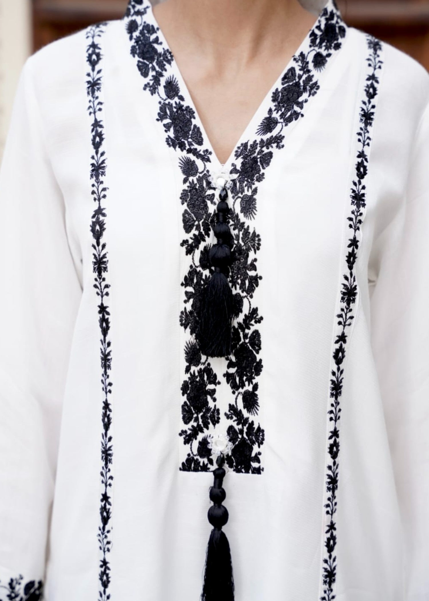 grip Kurta Set in Off-white