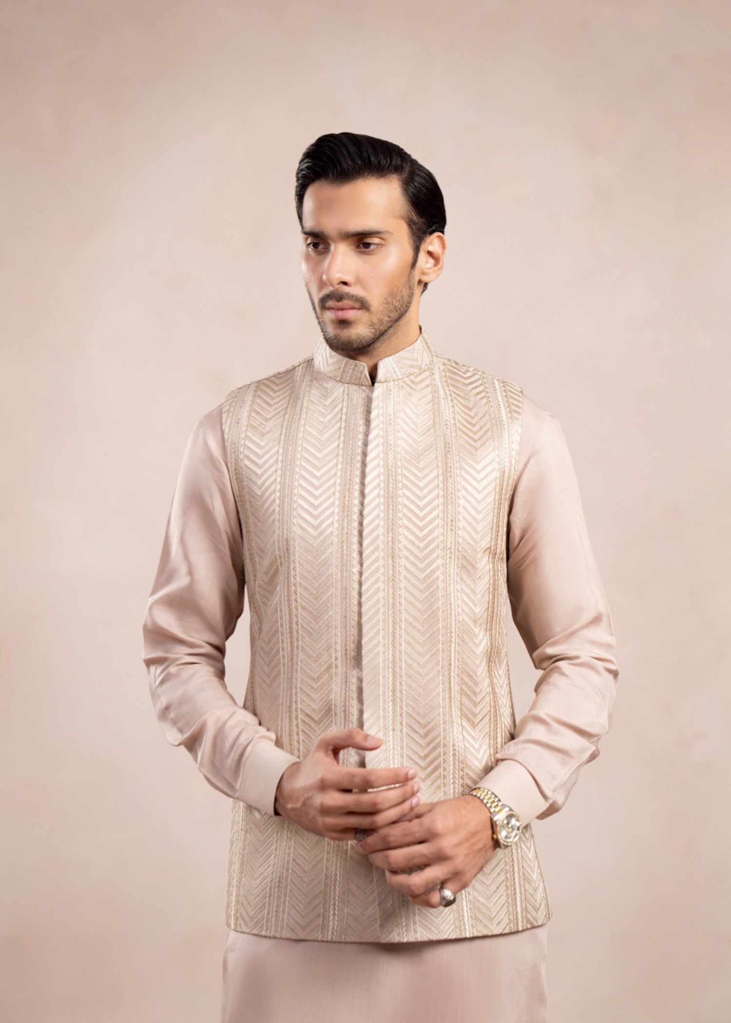raw silk Waistcoat in Beige
