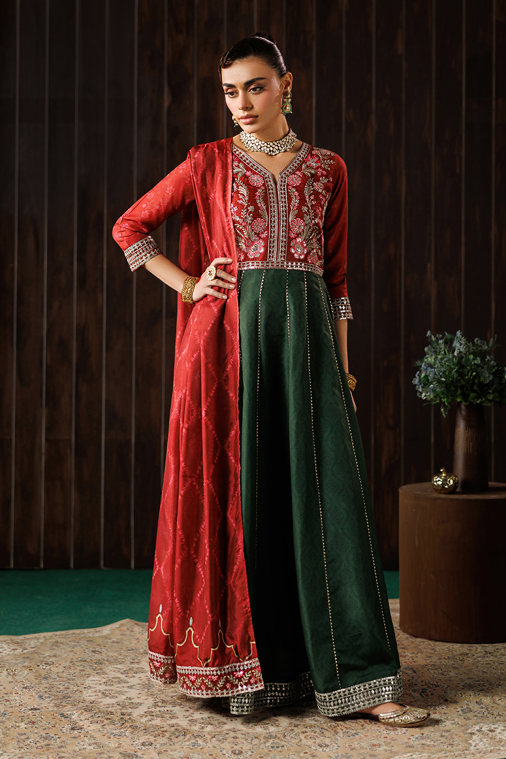 thai silk Maxi in Emerald green
