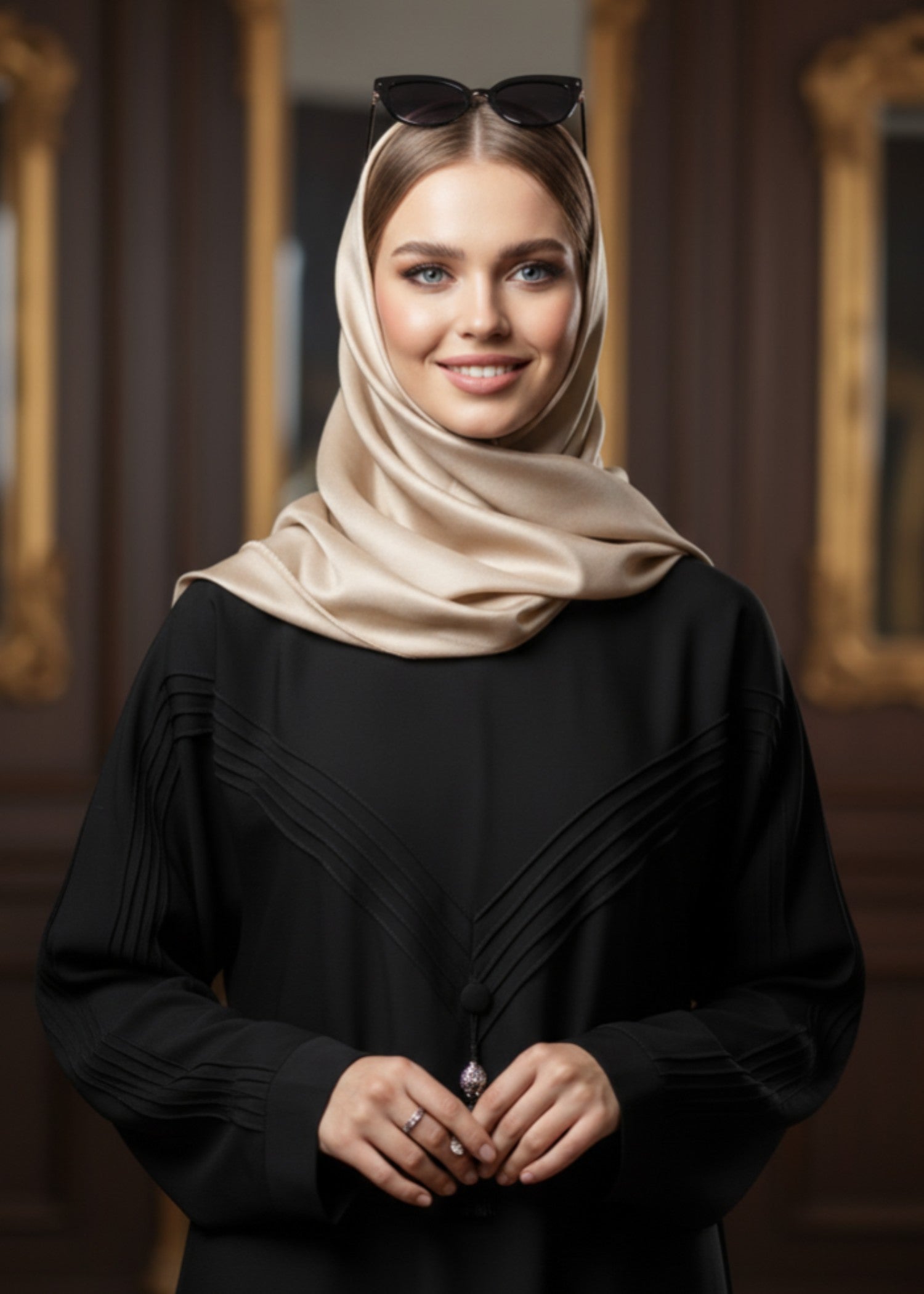 nidha Abaya in Black
