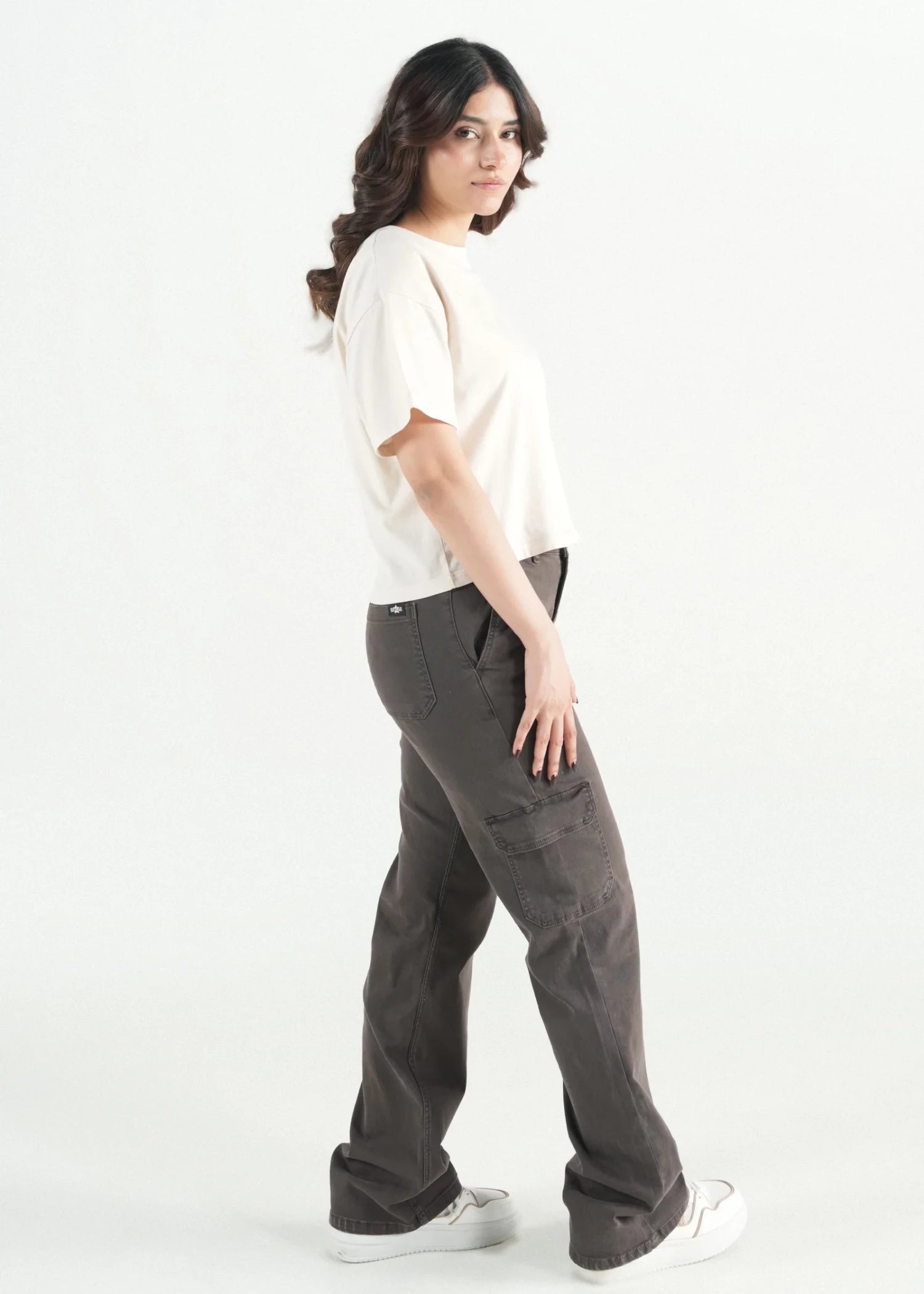 stretch denim Pants in Dark brown