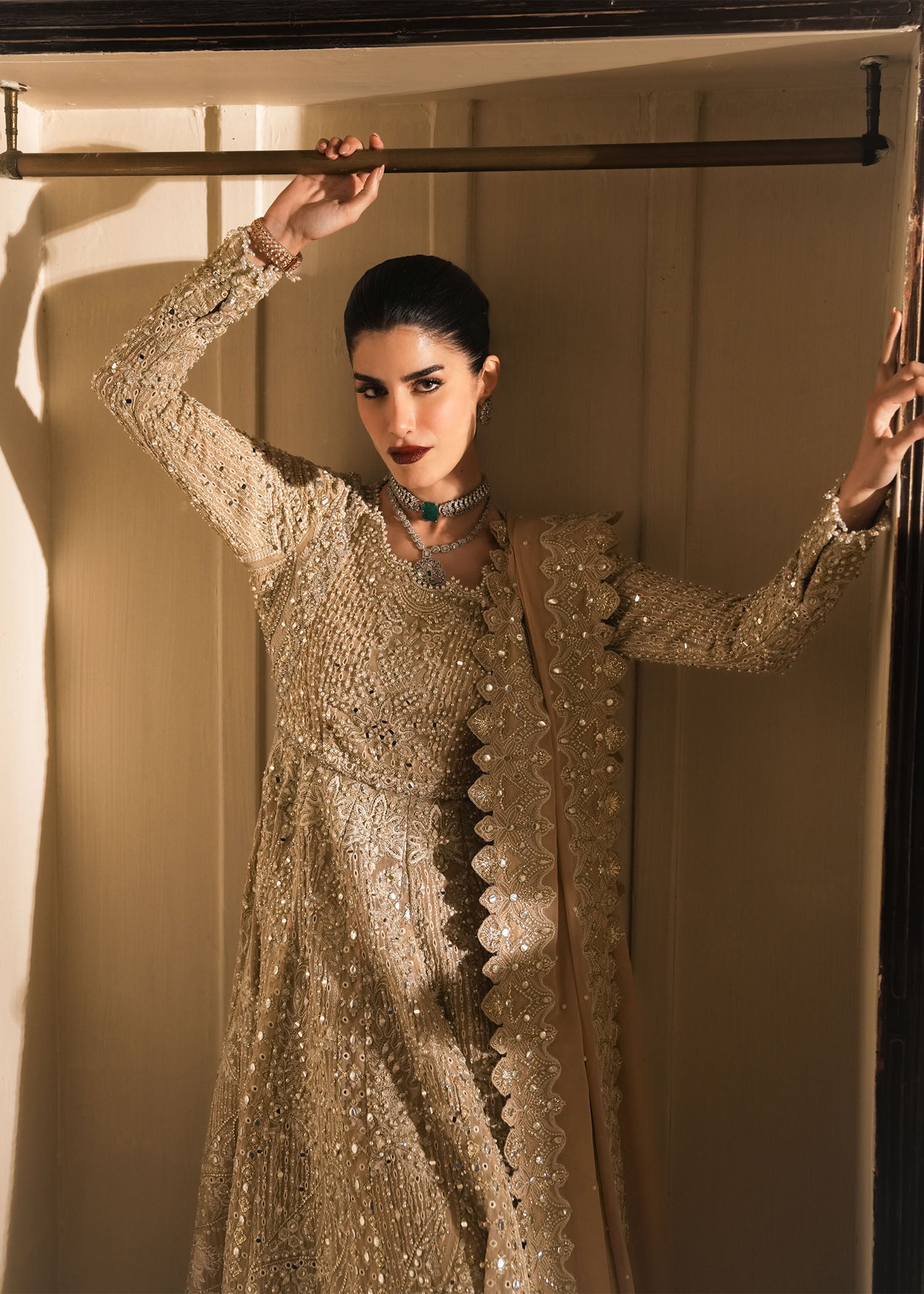 georgette chiffon Lehenga in Beige