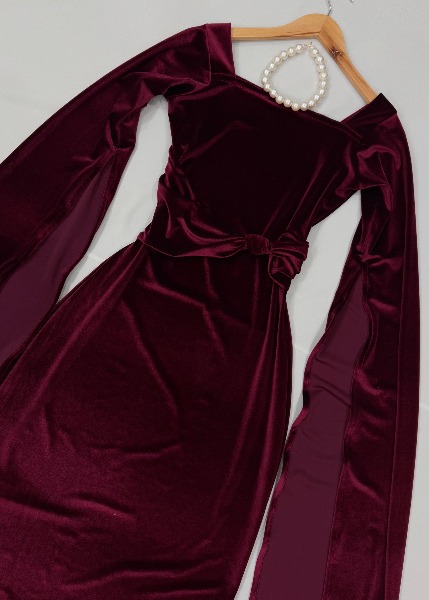 velvet Dress in Burgundy