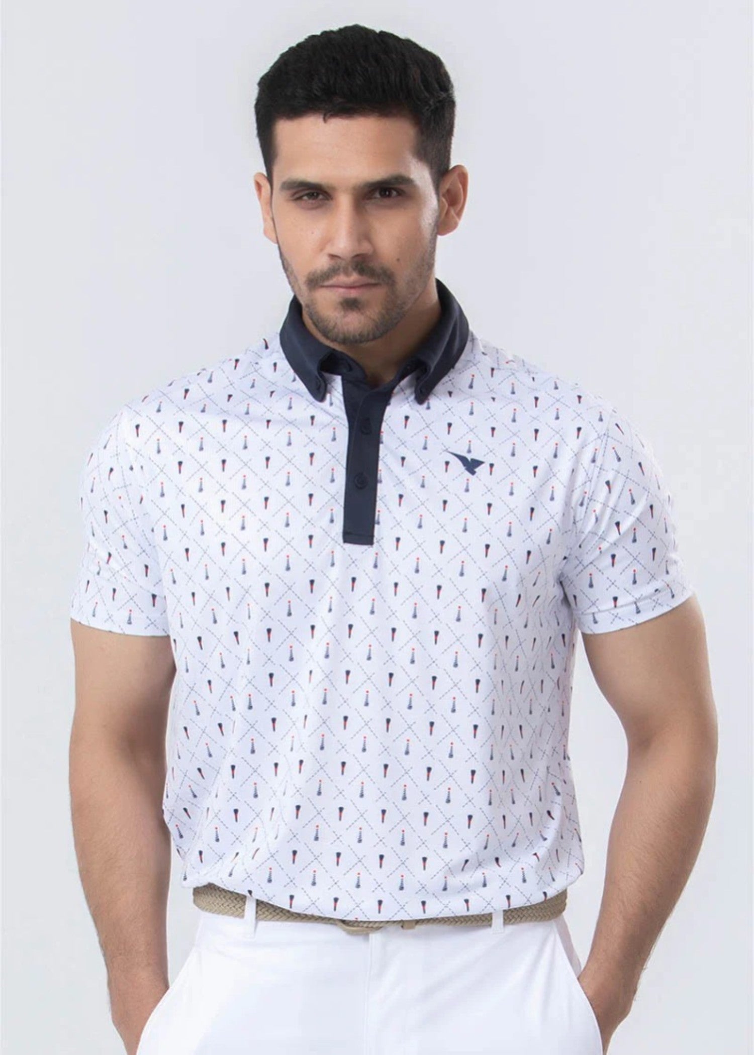 spandex Polo Shirt in White