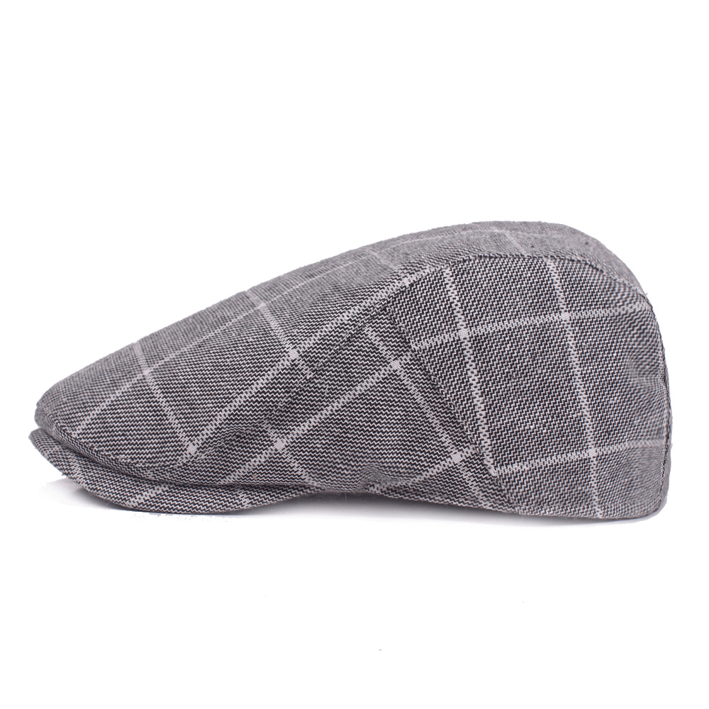 Men'S Plaid Cap Cotton College Style